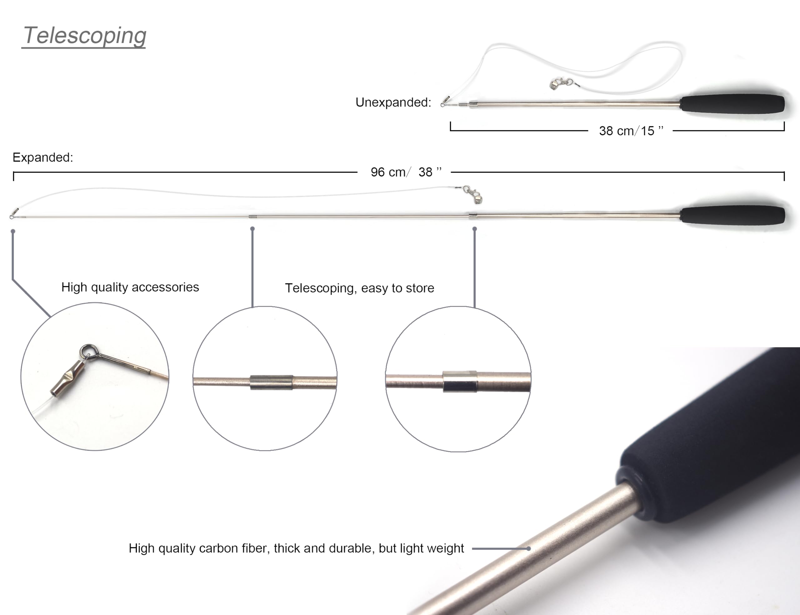 لعبة ريشة تفاعلية بعصا قابلة للسحب للقطط بطول 1.75 متر مع جرس من بلينجو، 5 عبوات إعادة التعبئة (4 أقسام)