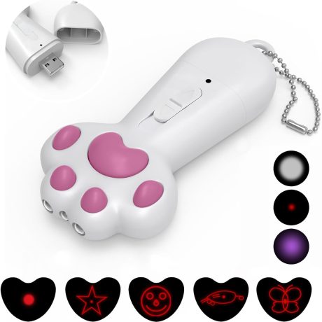 لعبة قطط بوليفيا، لعبة قطط 3 في 1 مع 3 اوضاع اضاءة، لعبة ليزر اوتوماتيكية للقطط مع USB قابلة لاعادة الشحن، للقطط والكلاب في الاماكن المغلقة والمطاردة والتمارين