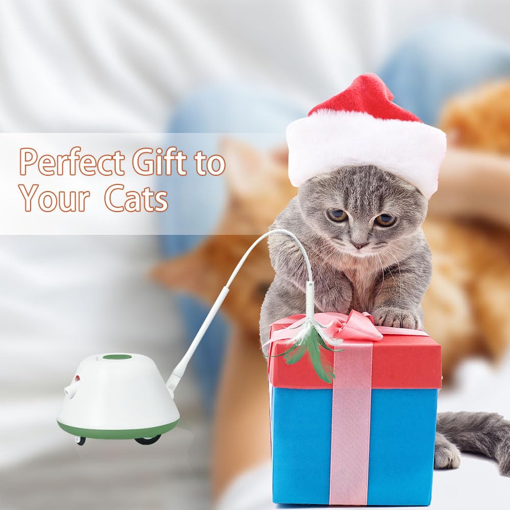 لعبة قطط تفاعلية YDWB مزودة بإضاءة ليد وثلاث ريش دوارة بزاوية 360° مع 3 مستويات سرعة قابلة للتعديل لتحفيز النشاط والتمرين مناسبة للقطط المنزلية