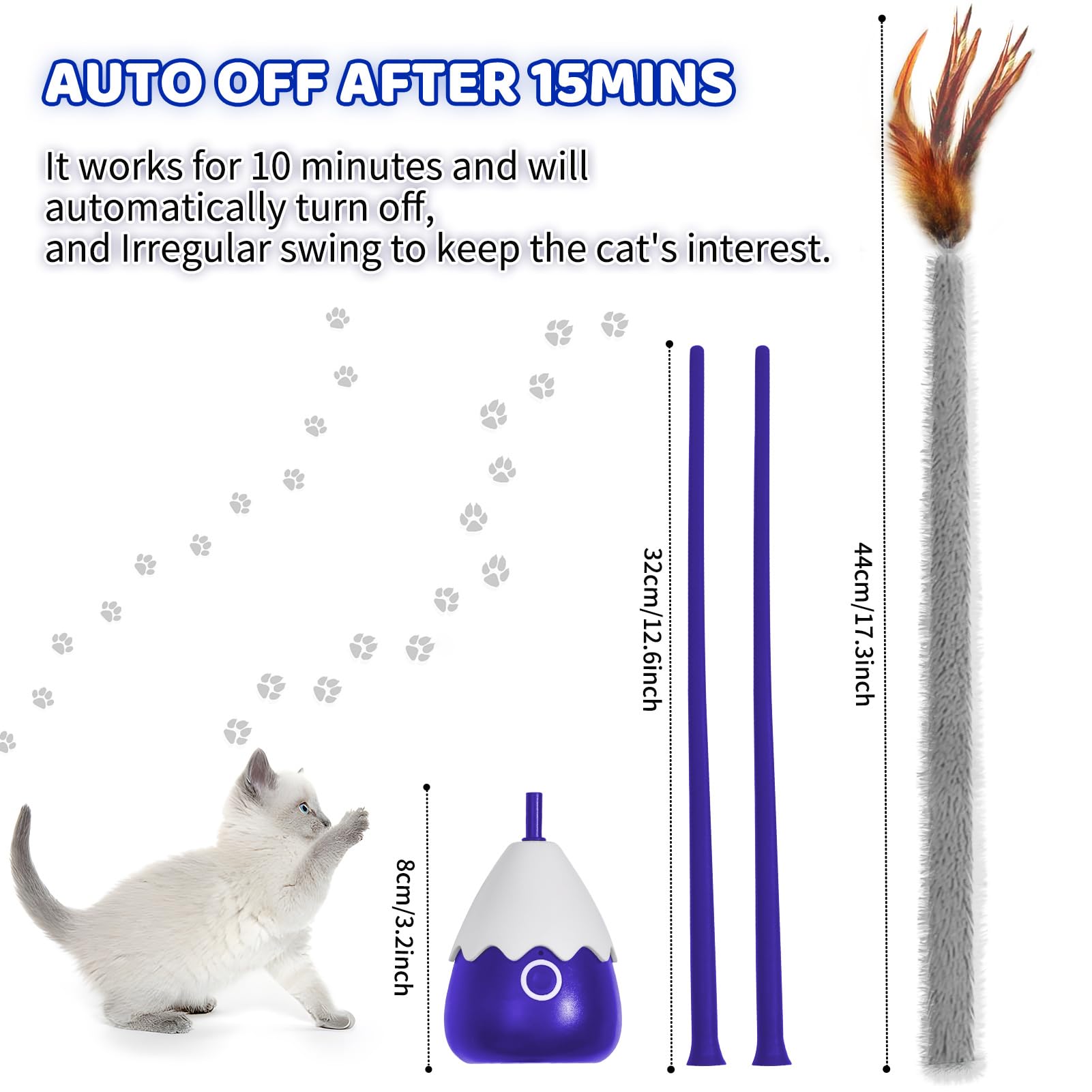 لعبة للقطط من بيتكرونيز، العاب مخملية تفاعلية اوتوماتيكية قابلة لاعادة الشحن مع ذيل تشويقي سيليكون، مثالية للقطط والقطط الصغيرة، رفيق ممتع للتمرين واللعب (MR-ازرق)