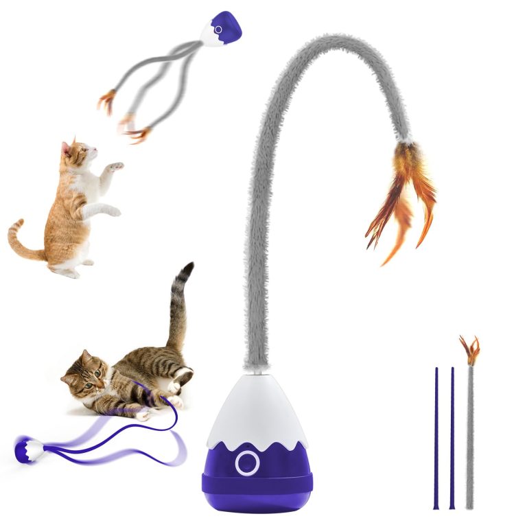 لعبة للقطط من بيتكرونيز، العاب مخملية تفاعلية اوتوماتيكية قابلة لاعادة الشحن مع ذيل تشويقي سيليكون، مثالية للقطط والقطط الصغيرة، رفيق ممتع للتمرين واللعب (MR-ازرق)