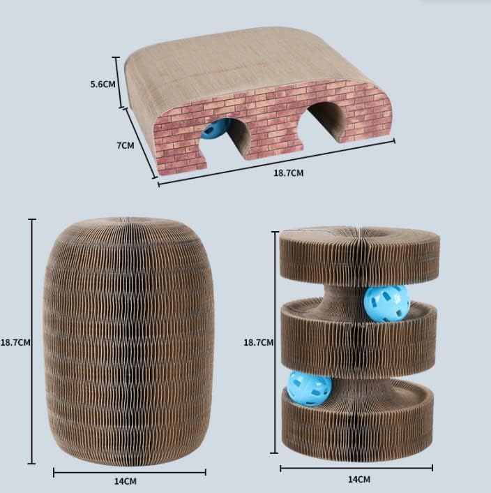 لوح خدش للقطط السحرية من رايت شور، خداشة قطط، لعبة للقطط قابلة للطي مع كرة جرس متينة وقابلة لاعادة التدوير للعب في الاماكن المغلقة