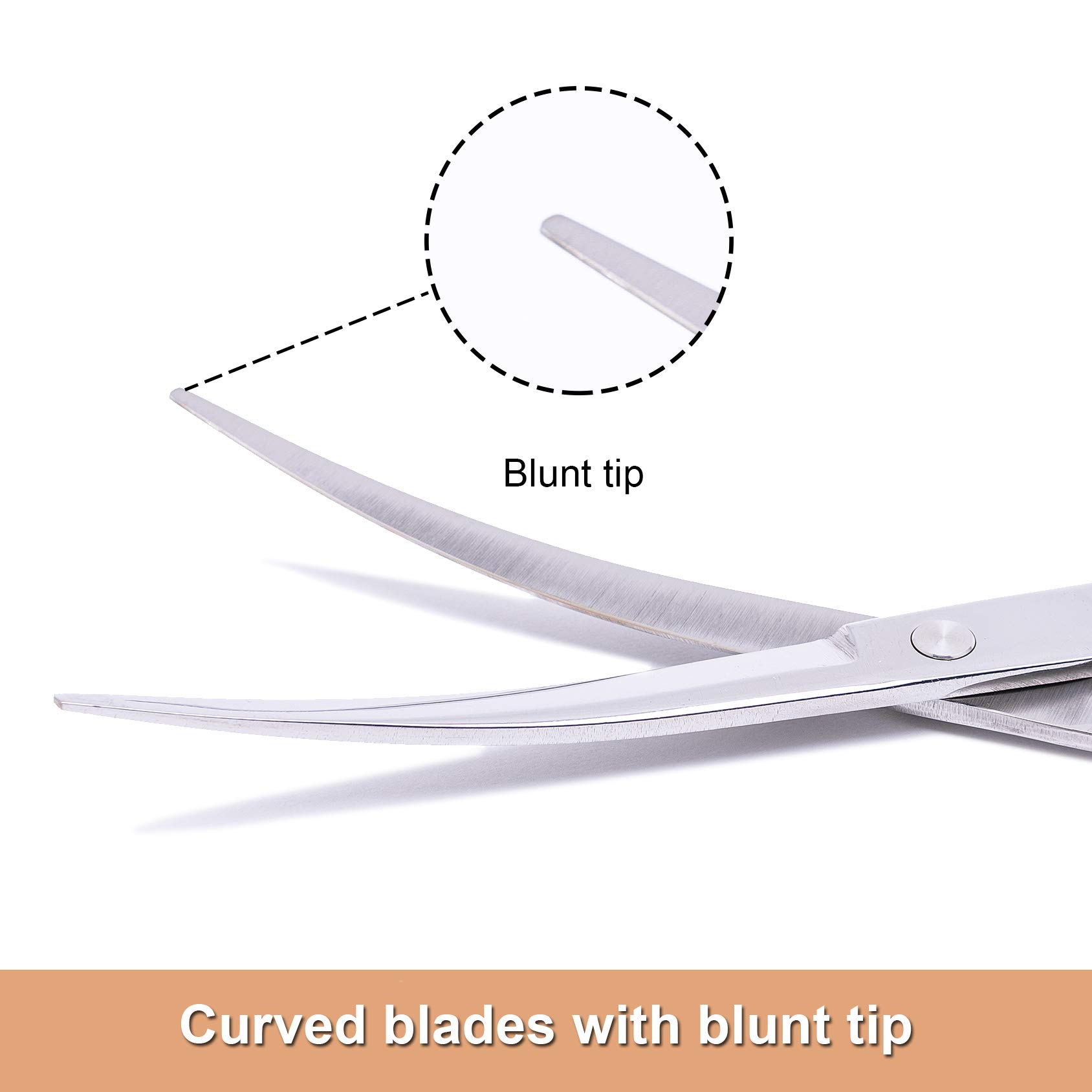 لوفن بت مقص احترافي للعناية بالحيوانات الاليفة للكلاب والقطط مع طرف دائري غير حاد من الستانلس ستيل، مقص منحني للكلاب للعناية بالقطط والكلاب