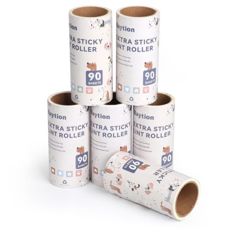 مجموعة ازالة الوبر الدوارة من بايشن مع 6 عبوات اعادة تعبئة، فرشاة زغب للملابس والاثاث والسرير والسيارة وشعر القطط والكلاب والسجاد والغبار (360 ورقة)