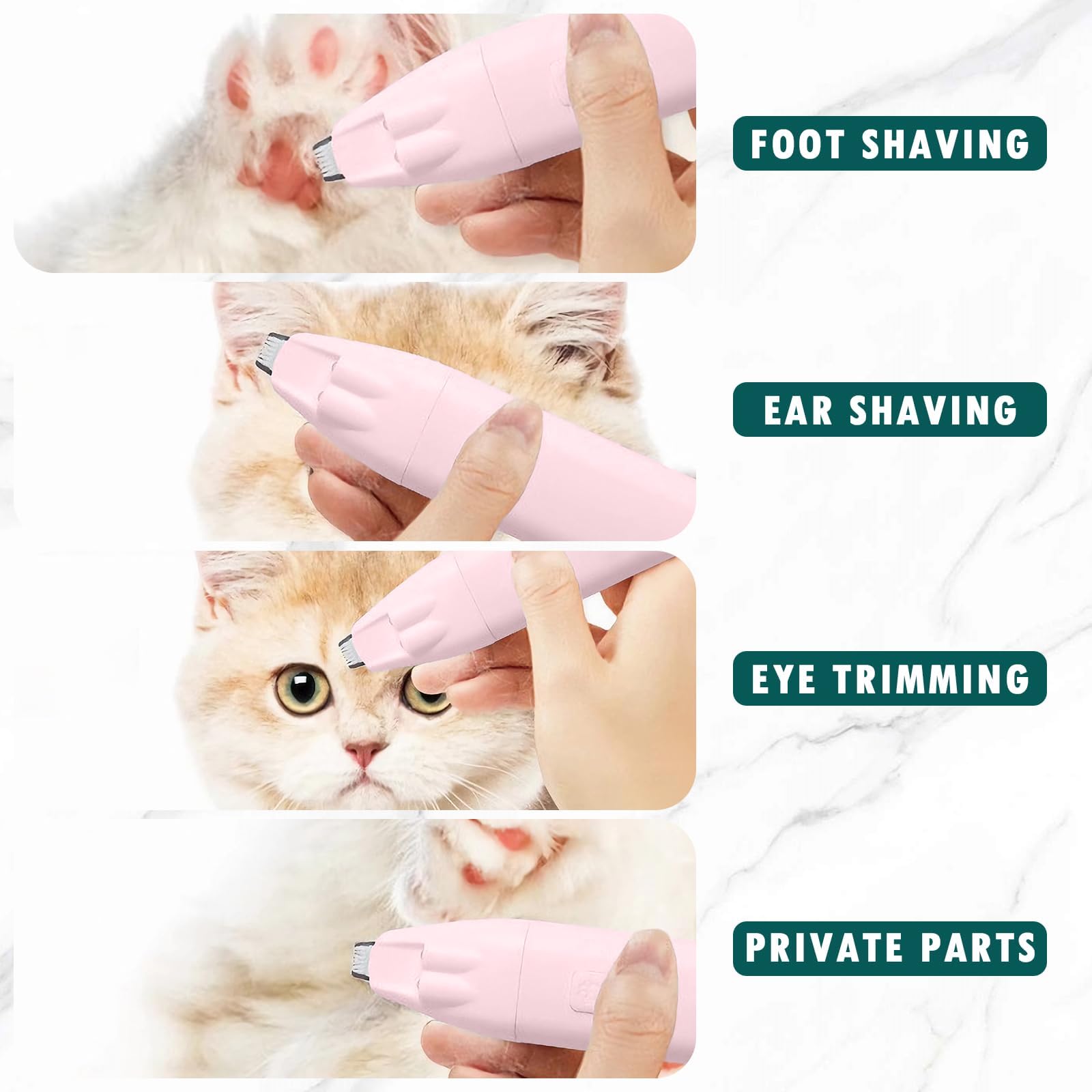 مجموعة العناية بالكلاب والقطط والكلاب، قابلة لاعادة الشحن منخفضة الضوضاء، تتضمن قصافة للحيوانات الاليفة وطحن اظافر الكلاب، ماكينة حلاقة شعر الكلاب والقطط، ماكينة حلاقة كهربائية لمخالب الحيوانات