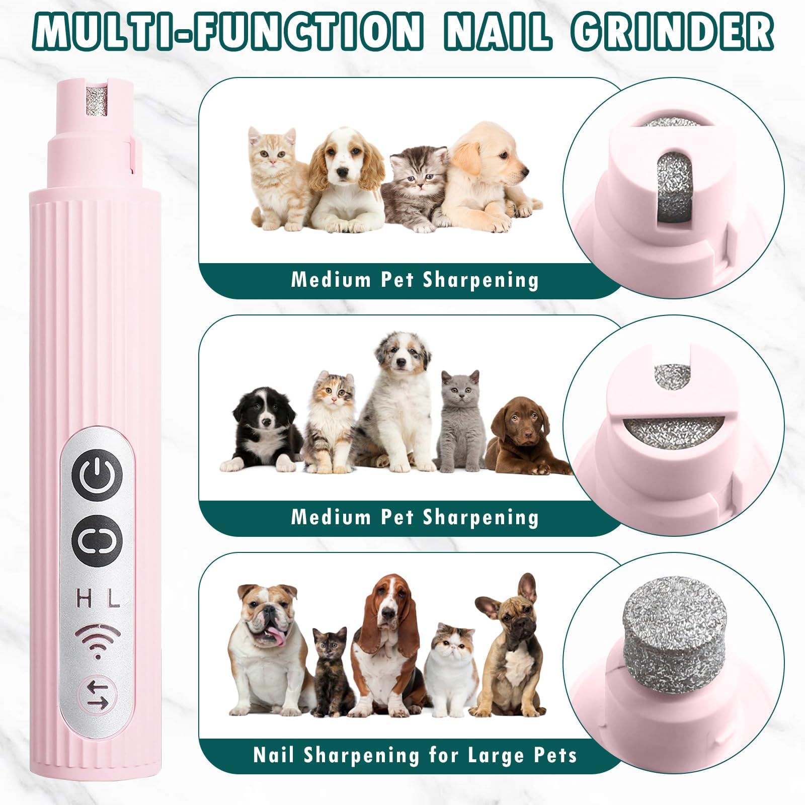 مجموعة العناية بالكلاب والقطط والكلاب، قابلة لاعادة الشحن منخفضة الضوضاء، تتضمن قصافة للحيوانات الاليفة وطحن اظافر الكلاب، ماكينة حلاقة شعر الكلاب والقطط، ماكينة حلاقة كهربائية لمخالب الحيوانات