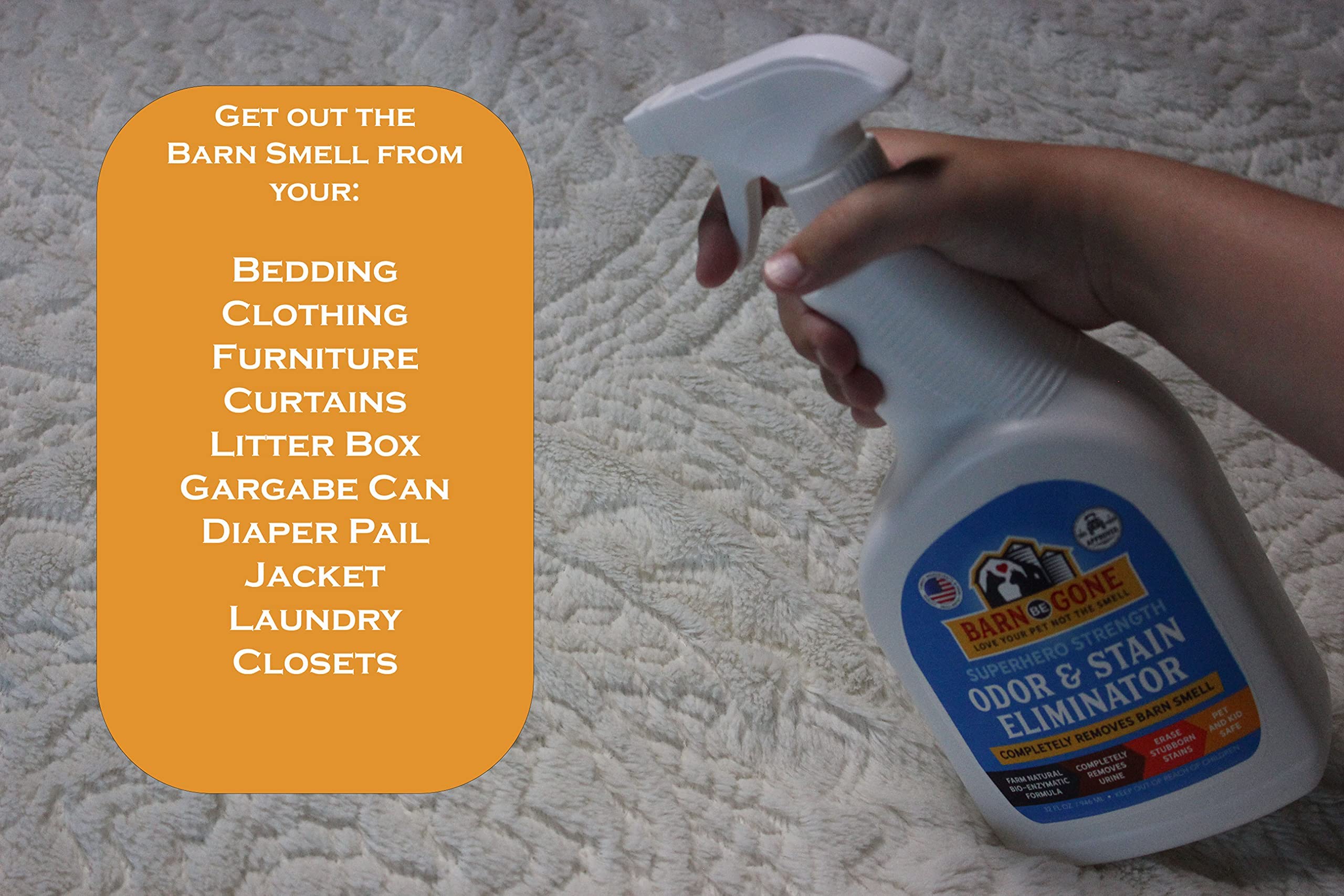 مزيل البقع والروائح الكريهة للحيوانات الاليفة من بارن بي جون | بخاخ منظف السجاد الانزيمي | بقع الحيوانات لمدمر بول الكلاب والقطط | مستلزمات الصغيرة