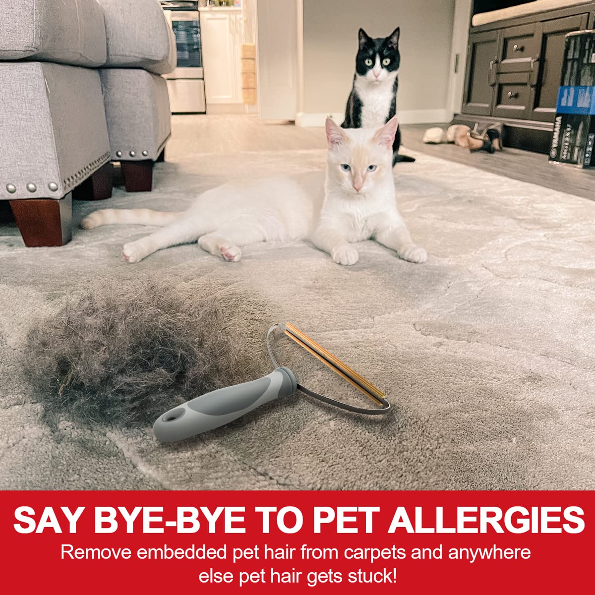 مزيل شعر الحيوانات الاليفة والكلاب والقطط من ايليمسي، اداة ازالة وبر برو، اداة ازالة الفراء، مكشطة سجاد محمولة، فرشاة حلاقة كرات الشعر للسجاد والسيارة والكنبة وسرير الحيوانات الاليفة والاثاث والسجاد