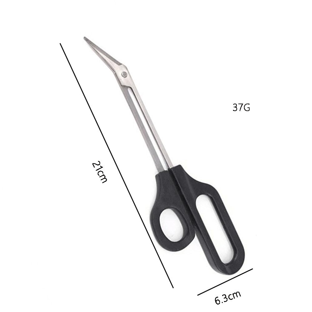 مقص لأظافر القدم السميكة بمقبض طويل لقص الضمادات والأظافر والجلد الزائد وللعناية بالأظافر، قطعة واحدة، لون أسود