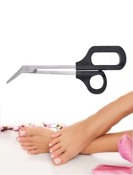 مقص لأظافر القدم السميكة بمقبض طويل لقص الضمادات والأظافر والجلد الزائد وللعناية بالأظافر، قطعة واحدة، لون أسود