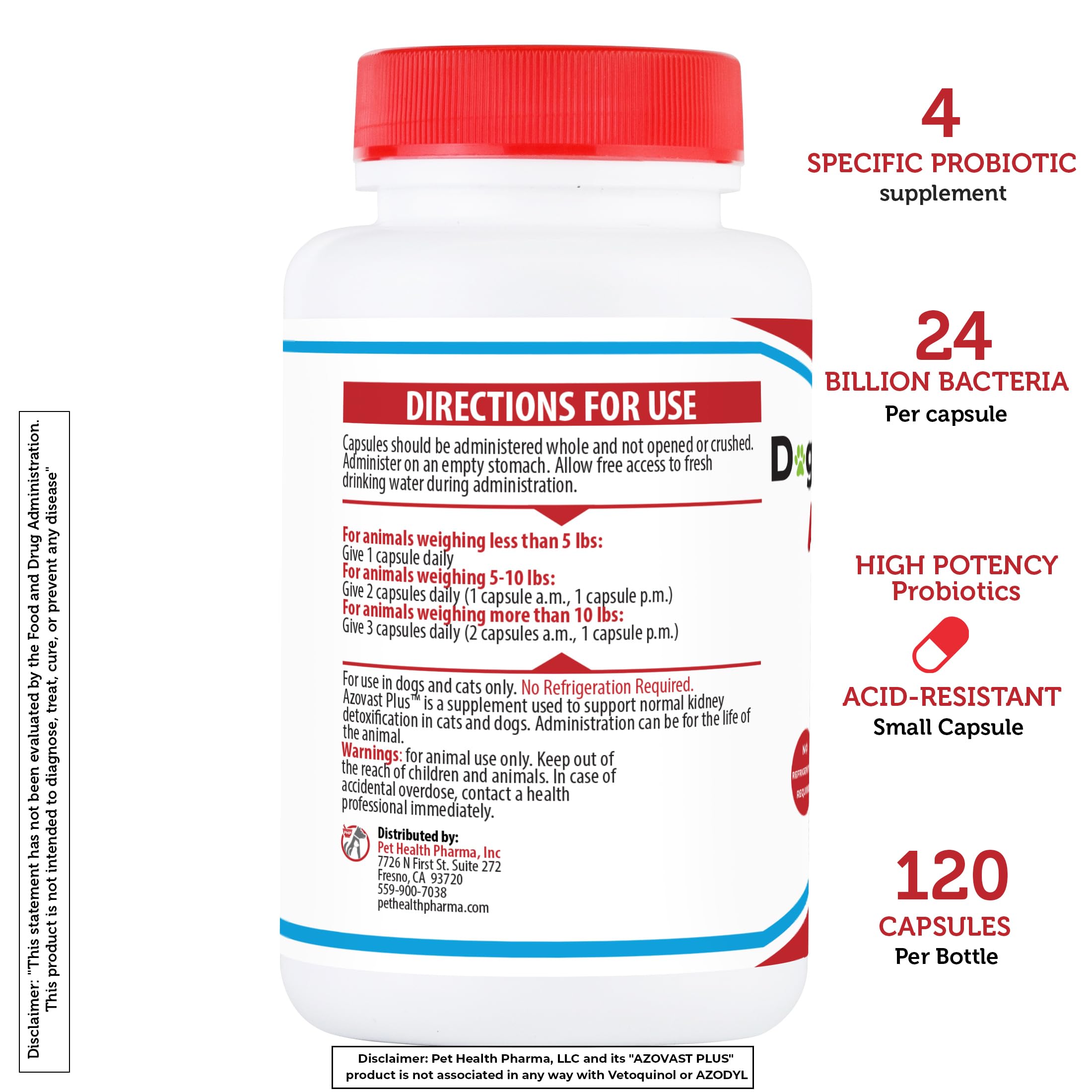 مكمل غذائي صحي للكلى للكلاب والقطط من ازوفاست، 120 قطعة - لا يحتاج الى تبريد - يساعد على دعم وظائف الكلى وادارة السموم الكلوية - كبسولة مكملة للعناية بالكلى (الولايات المتحدة الامريكية) (120 كبسولة)