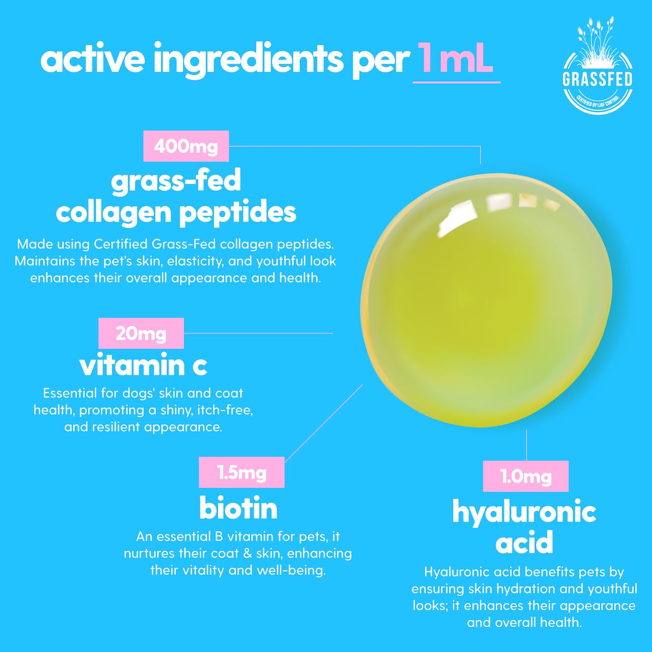 مكمل غذائي للبشرة والقطط للكلاب والقطط | كولاجين سائل من تايلي للكلاب | لتخفيف الحكة للكلاب التي تعاني من الحساسية مع الكولاجين الذي يتغذى على العشب والبيوتين وفيتامين C وحمض الهيالورونيك | صنع في