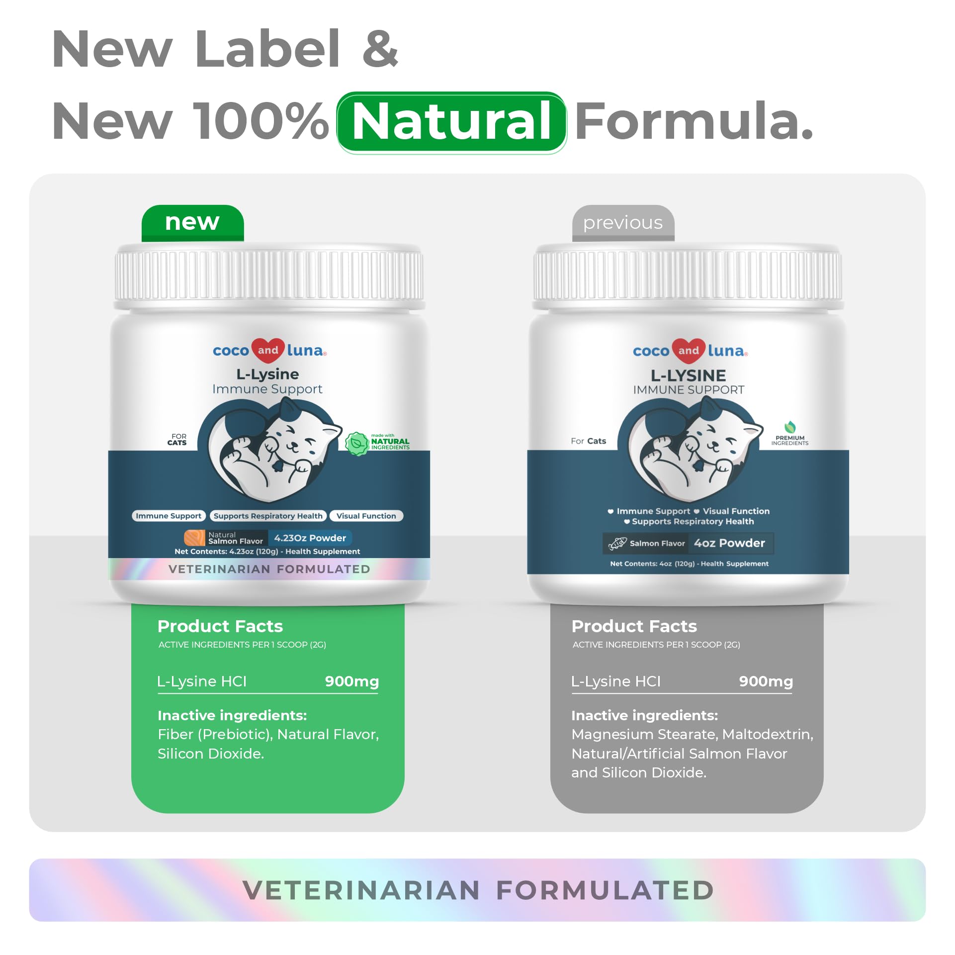 مكمل ليسين للقطط 900 ملجم مع مغرفة - مكمل للقطط للعطس وسيلان الأنف والبرد ودعم المناعة ووظيفة العين وصحة الجهاز التنفسي، مسحوق ليسين