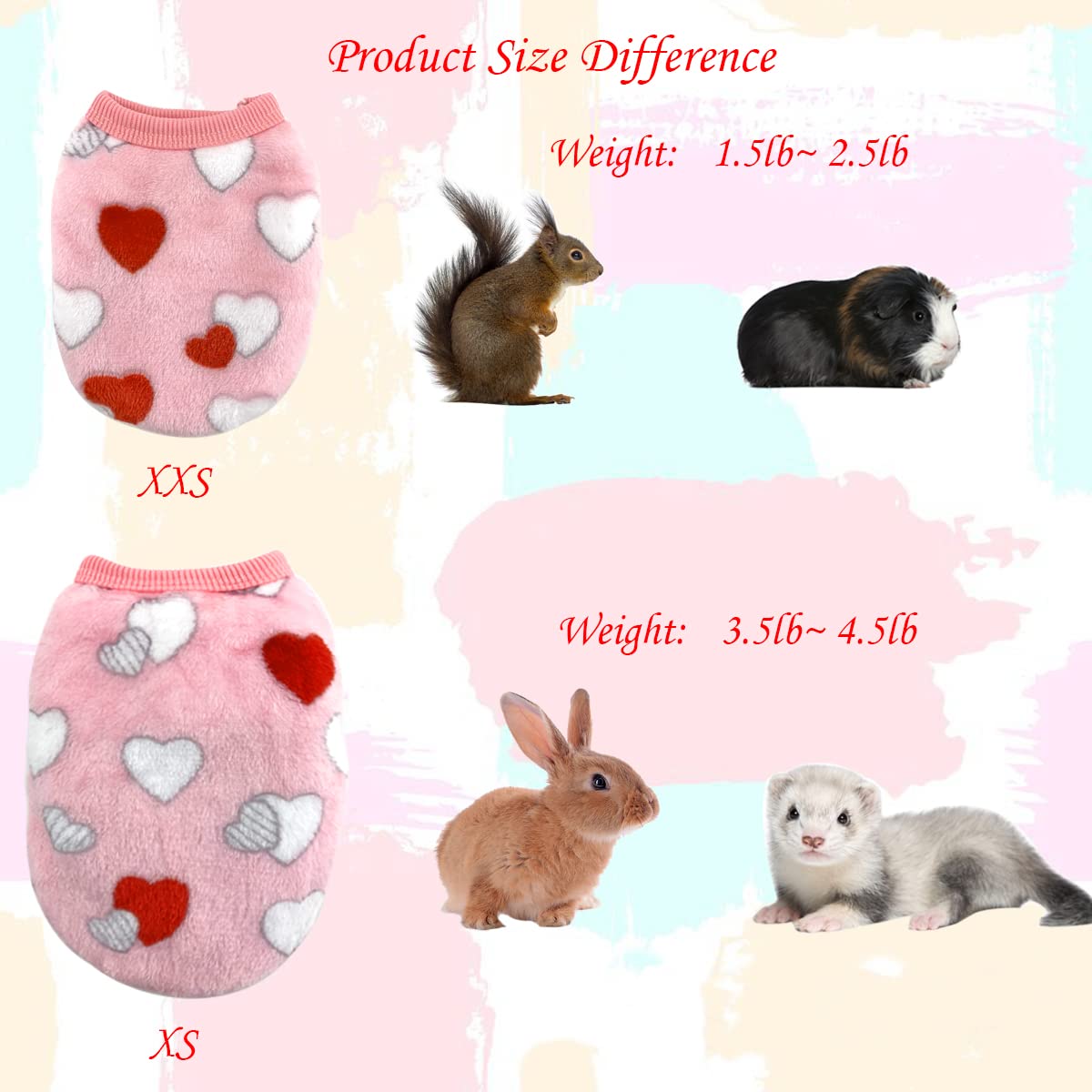 ملابس أرنب للأرانب من كوشو - سترة دافئة للحيوانات الصغيرة وخنزير غينيا، تي شيرت ناعم للقطط والنمس والجراء والشيواوا والكلاب الصغيرة والحيوانات الصغيرة، 4 قطع، مقاس اكس اكس سمول XXS