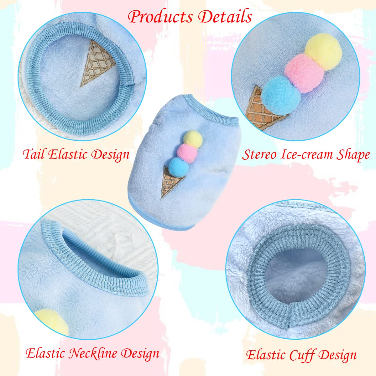 ملابس أرنب للأرانب من كوشو - سترة دافئة للحيوانات الصغيرة وخنزير غينيا، تي شيرت ناعم للقطط والنمس والجراء والشيواوا والكلاب الصغيرة والحيوانات الصغيرة، 4 قطع، مقاس اكس اكس سمول XXS