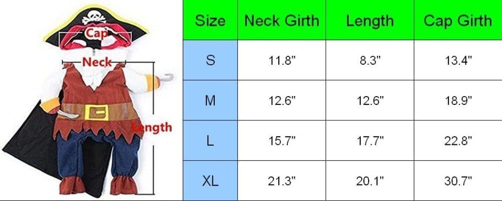 ملابس حيوانات أليفة مضحكة، زي قرصان تنكري كورسير للكلاب والقطط، مناسب للحفلات، ومعه قبعة من ايديبت (مقاس S)