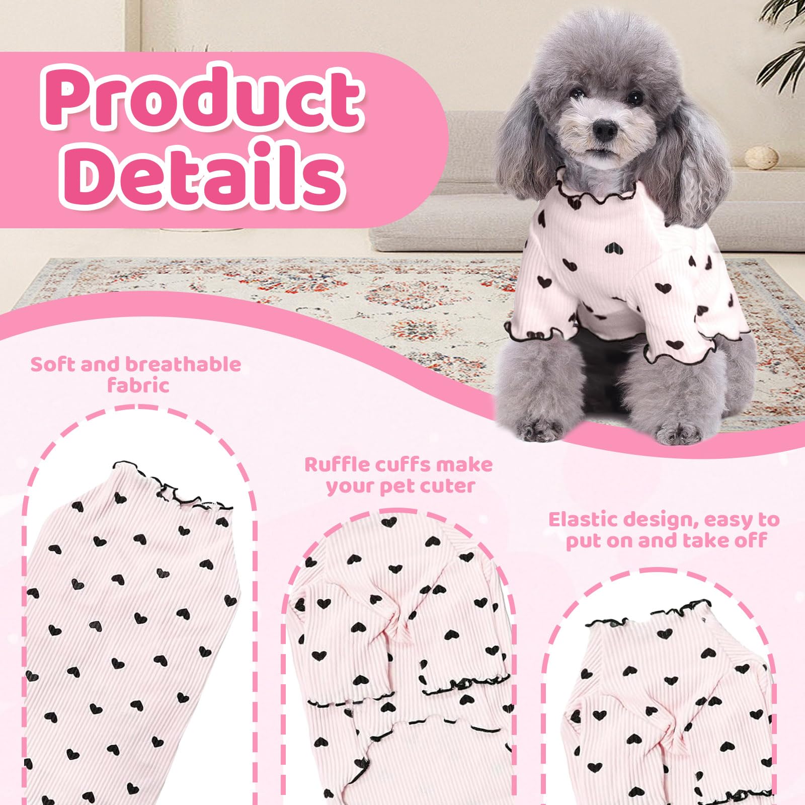 ملابس للكلاب الصغيرة والمتوسطة والقطط، تي شيرت صيفي للكلاب، بيجامات قابلة للتمدد باكمام طويلة للحيوانات الاليفة، ملابس ناعمة وجيدة التهوية للحيوانات الاليفة تشيهواهوا شيه تزو يوركشاير