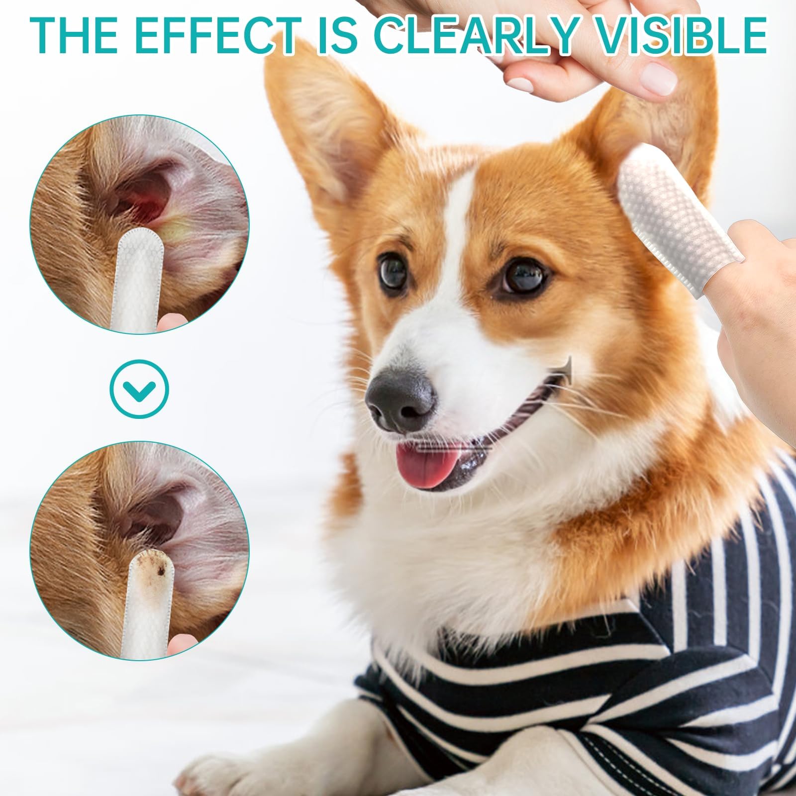 مناديل مبللة لاذن الكلاب وسادات اصابع لتنظيف الاذن للكلاب والقطط للاستعمال مرة واحدة قابلة للتحلل البيولوجي لازالة شمع تمنع الرائحة الكريهة وحكة اذن ناعمة وسريعة وسهلة، من نالاكال