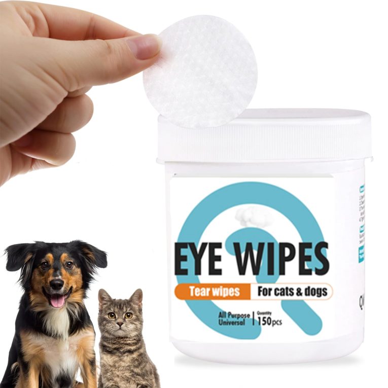 مناديل مبللة لعين الكلاب من جلوباوير، منظف عيون القطط والكلاب، مناديل لازالة بقع الحيوانات الاليفة، 150 قطعة من وسادات غسيل العين للكلاب والقطط، مناديل ناعمة غير معطرة لتنظيف العينين بلطف