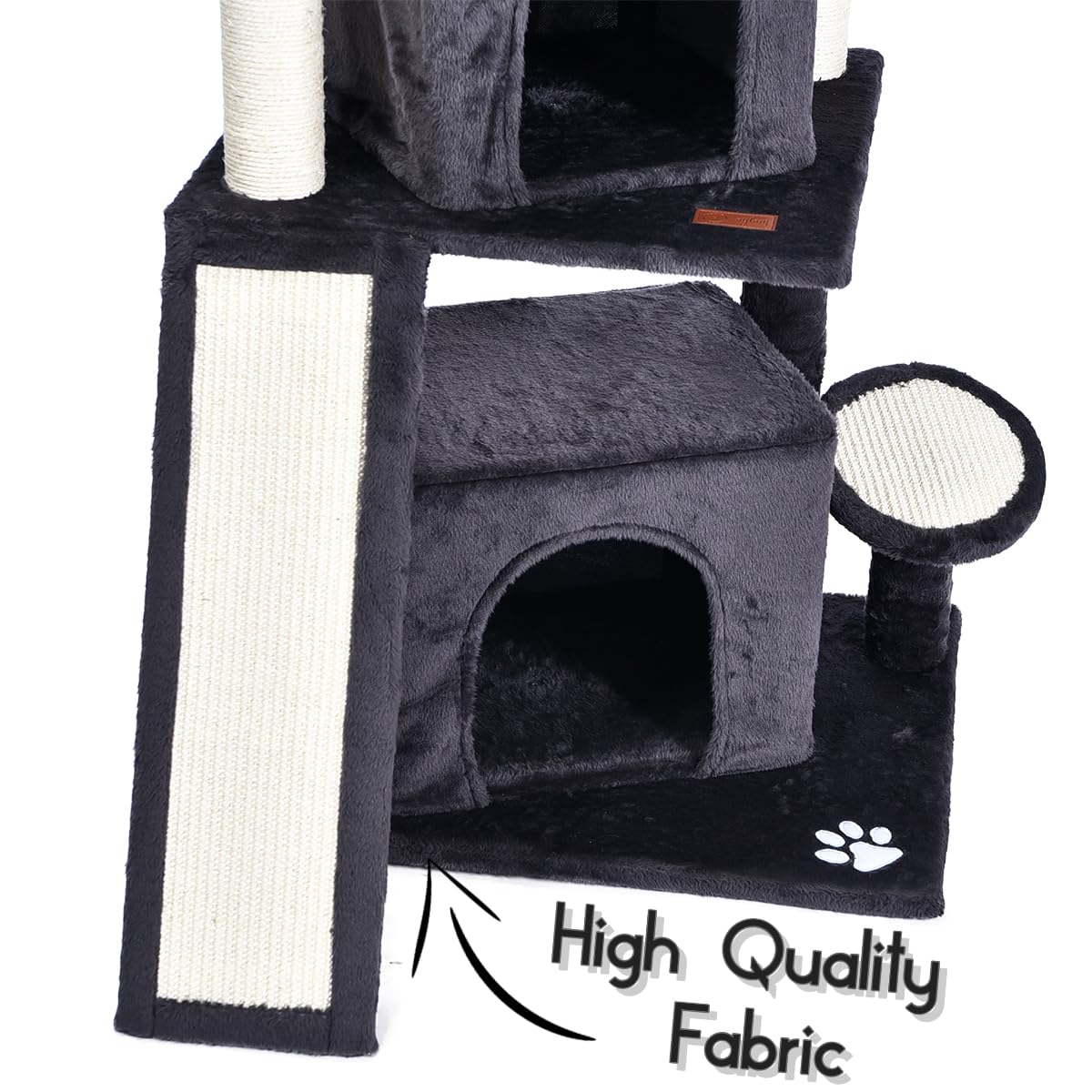 منزل قطط بتصميم عصري على شكل شجرة بأسرة وخدوش، مقاس 156 سم، منزل قطط متعدد المستويات للأماكن الداخلية للقطط الصغيرة والقطط مع عمود سيزال، أرجوحة بيت للقطط المتسلقة (لون رمادي داكن)