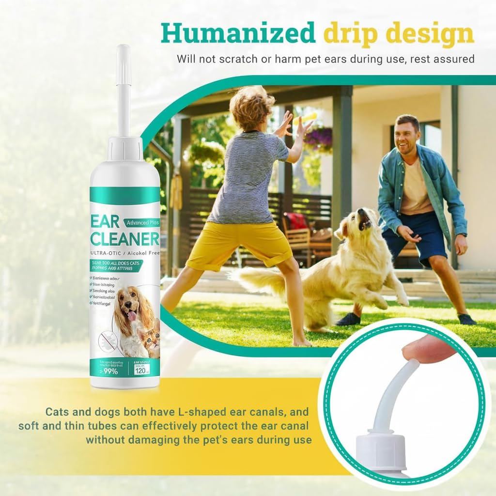 منظف اذن الكلاب والقطط حل لطيف لتنظيف الاذن للتحكم في الروائح والعناية بالاذن مناسب للجراء والكلاب يهدئ وينظف الاذنين