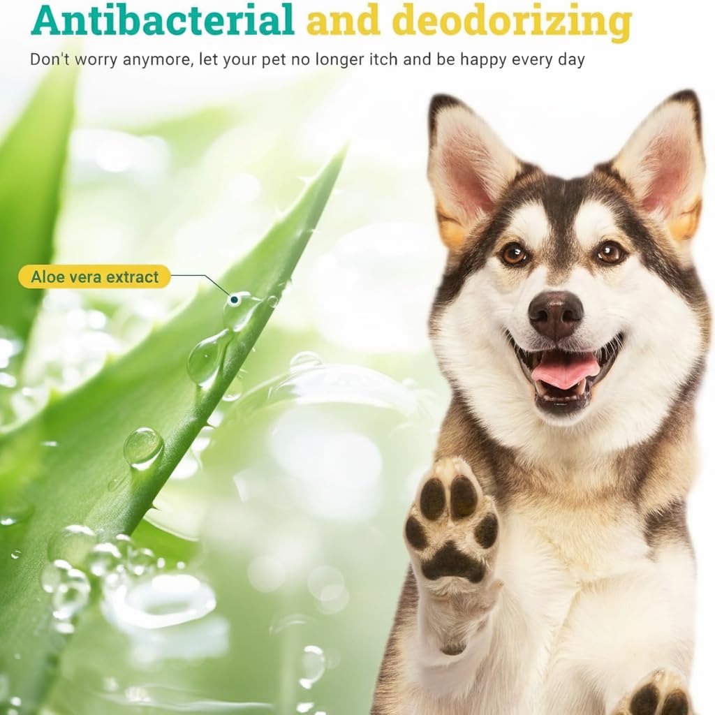 منظف اذن الكلاب والقطط حل لطيف لتنظيف الاذن للتحكم في الروائح والعناية بالاذن مناسب للجراء والكلاب يهدئ وينظف الاذنين