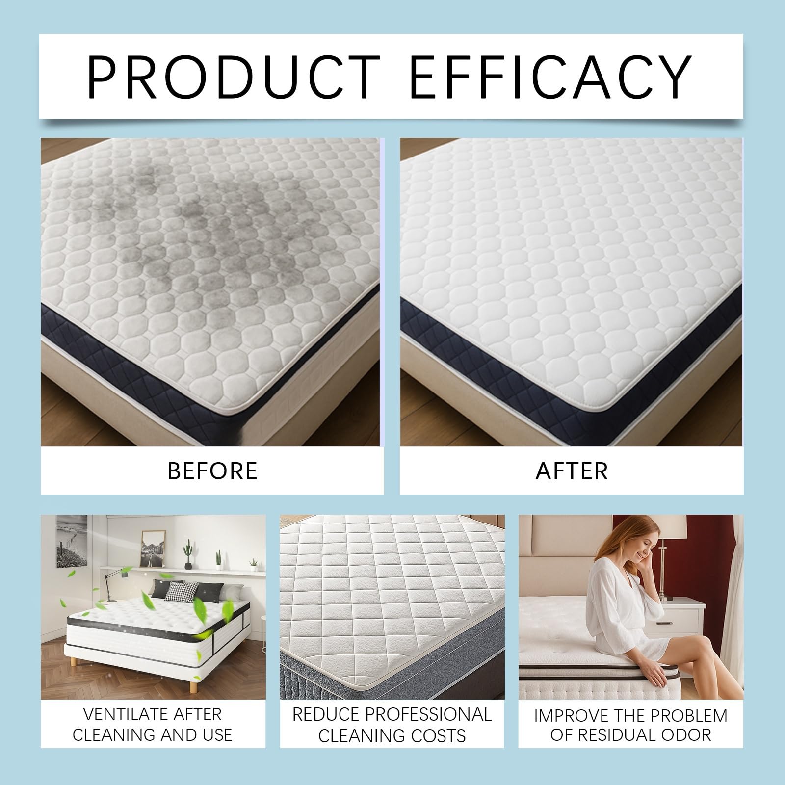 منظف المراتب لازالة البقع عن الفراش، بخاخ لحماية المرتبة، منظف ومزيل للروائح الكريهة، مزيل البقع قوي للغاية، مزيل الاشياء اللاصقة للاتساخ، متعدد الاغراض لتنظيف السجاد