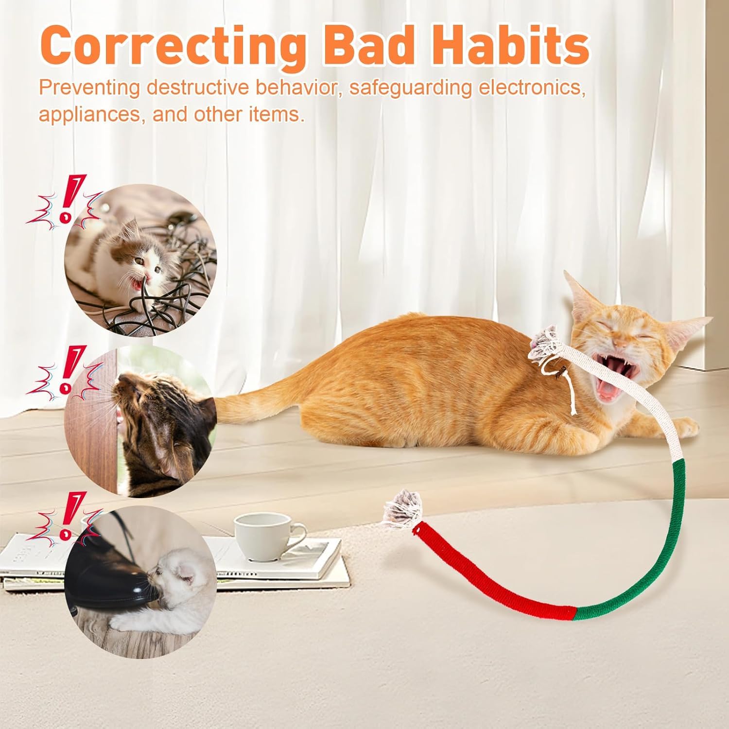 مونليدا 6 قطع من العاب المضغ من حبل السيزال، العاب تفاعلية بالنعناع البري والكرمة الفضية للقطط والقطط الصغيرة - تنظيف الاسنان والعناية بالاسنان