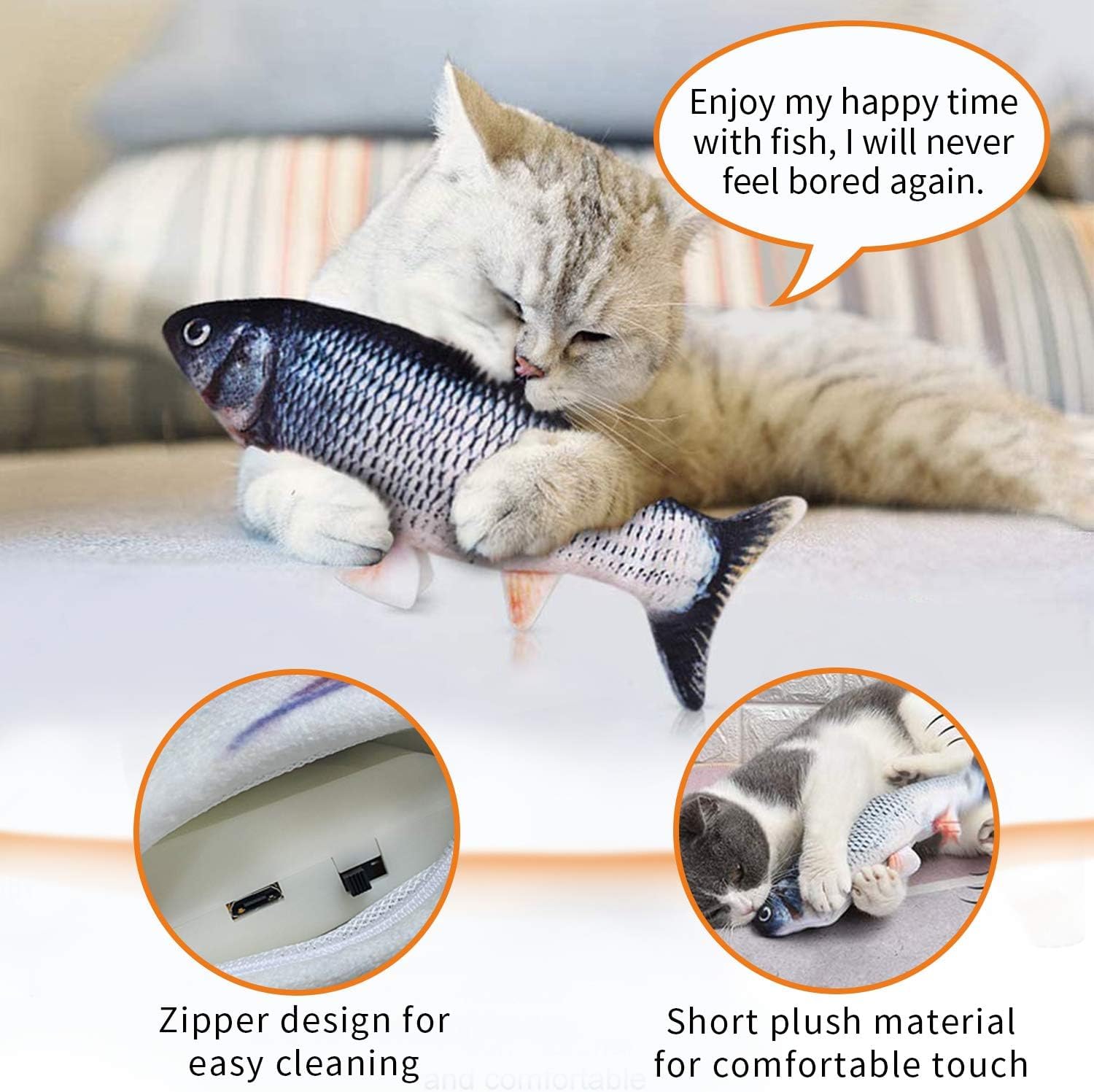 نايجان ميلوز لعبة سمكة القط الواقعية من القطيفة تحاكي الأسماك المتحركة ألعاب القط الكهربائية شحن USB ألعاب محاكاة محاكاة