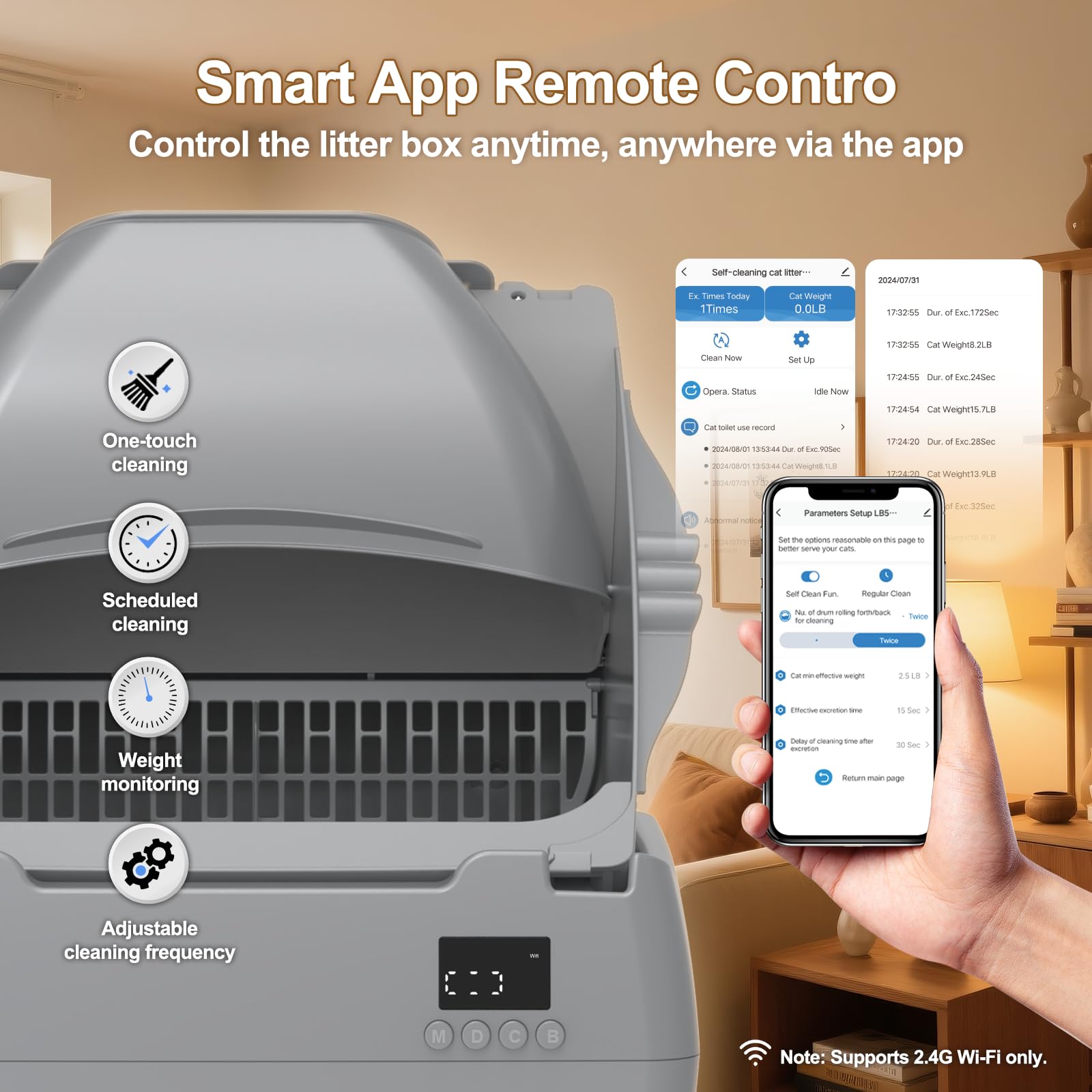 نسخة مطورة منتصف 2025 - صندوق فضلات القطط التلقائي ذاتي التنظيف - تحكم عن طريق التطبيق، تصميم مفتوح، مراقب صحة ذكي، امن مضاد للقرص، هادئ، مثالي للقطط، رفيق مدى الحياة