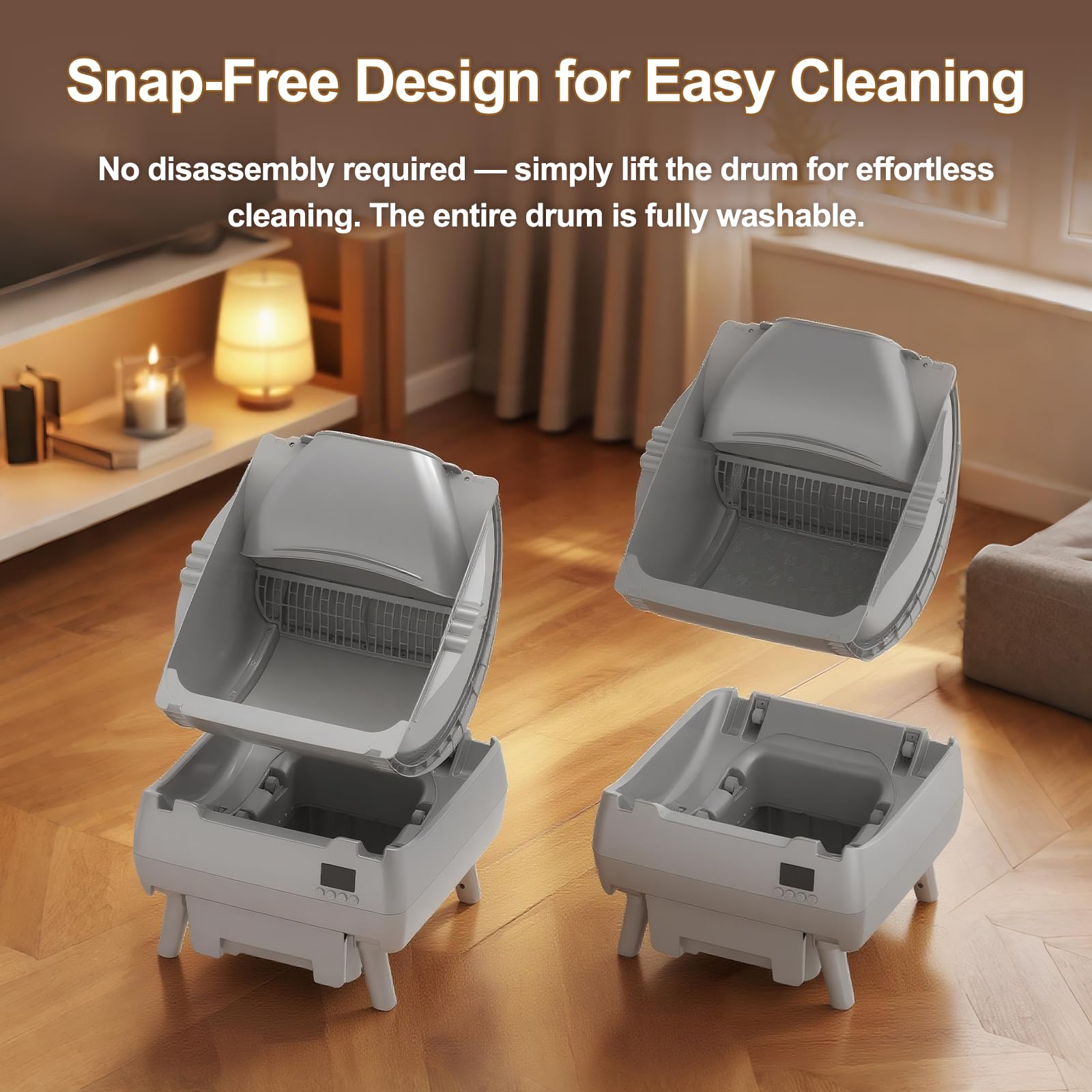 نسخة مطورة منتصف 2025 - صندوق فضلات القطط التلقائي ذاتي التنظيف - تحكم عن طريق التطبيق، تصميم مفتوح، مراقب صحة ذكي، امن مضاد للقرص، هادئ، مثالي للقطط، رفيق مدى الحياة