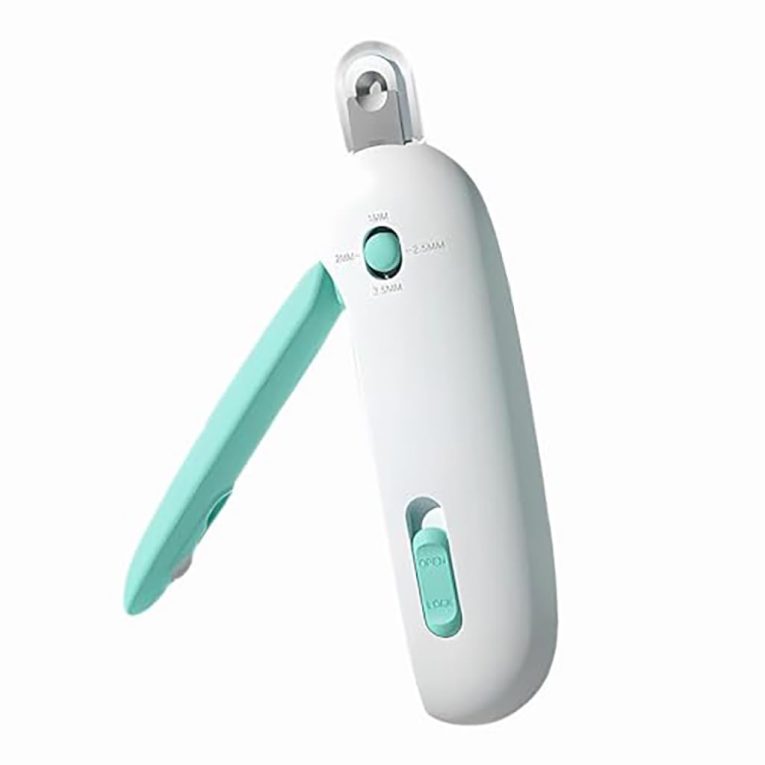 هاسثيب قصافة اظافر للقطط من بيت - اداة تشذيب لطيفة بفتحة دائرية مع تخزين للغبار | حجم قابل للتعديل ومبرد اظافر مخفي | اداة العناية بالحيوانات الاليفة للعناية الامنة والمحبة (ازرق) - اخضر فاتح