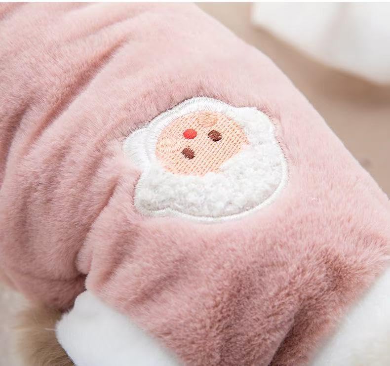هودي بتصميم لطيف للحيوانات الاليفة من قطعة واحدة - ملابس شتوية دافئة للحيوانات الاليفة من الصوف للقطط، مقاس XL، لون بينك