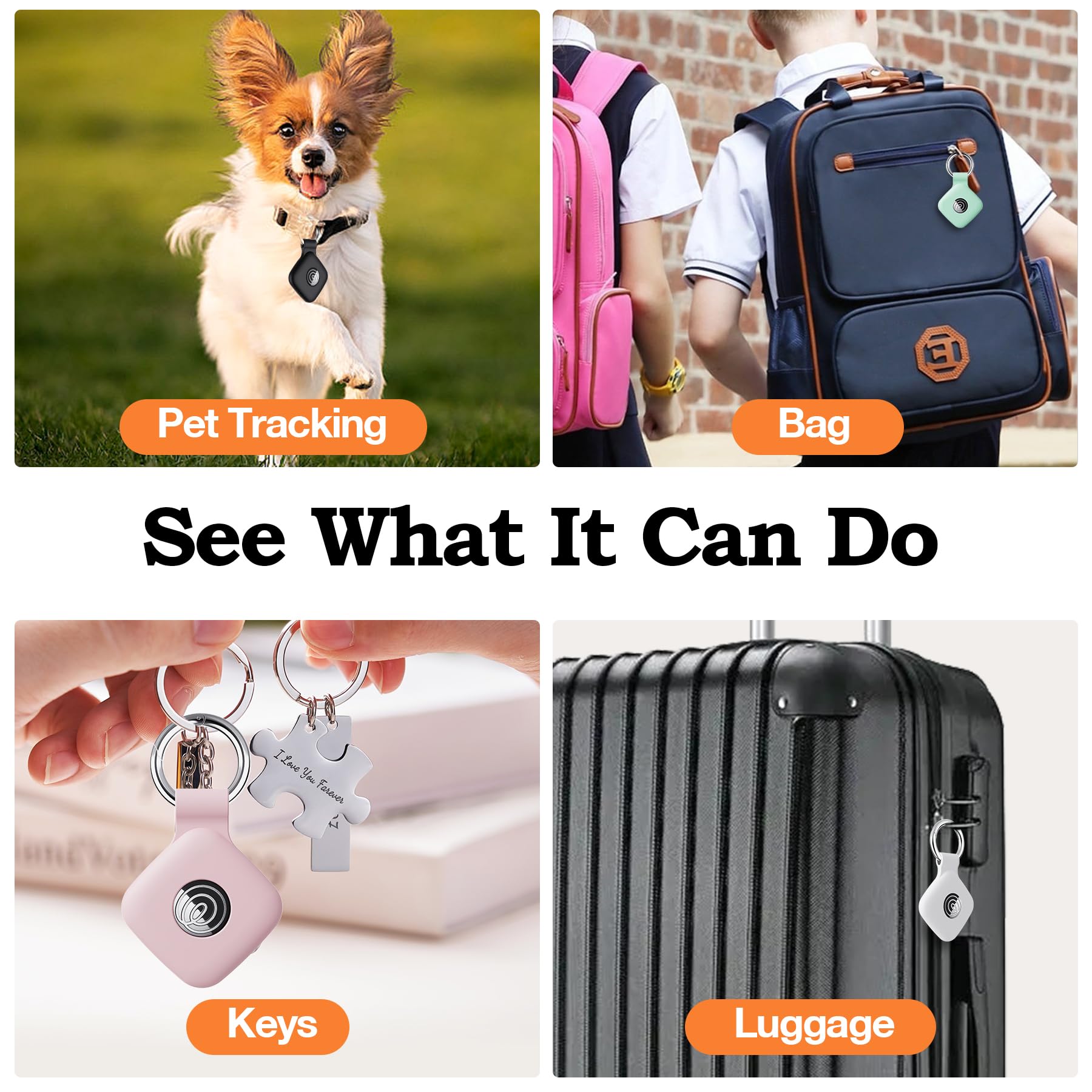 واي دبليو اكس تي دبليو [4 قطع] حافظة من السيليكون لحامل جهاز التتبع تايل ميت 2024 / ميت 2022 مع سلسلة مفاتيح، غطاء حماية امن وناعم مضاد للضياع للمفاتيح والحقائب وبطاقة طوق الكلاب والقطط (اسود + اسود +