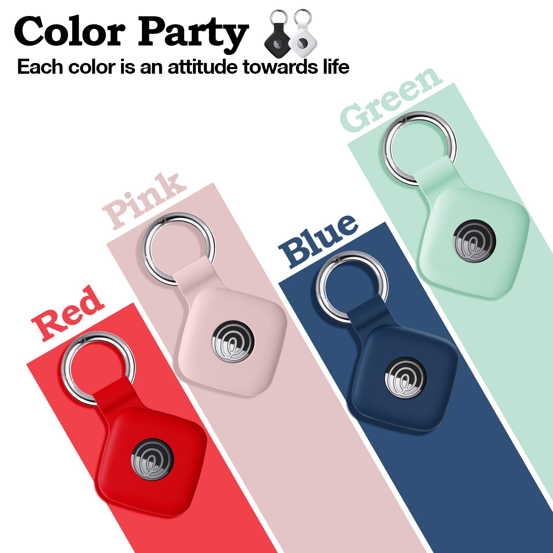 واي دبليو اكس تي دبليو [4 قطع] حافظة من السيليكون لحامل جهاز التتبع تايل ميت 2024 / ميت 2022 مع سلسلة مفاتيح، غطاء حماية امن وناعم مضاد للضياع للمفاتيح والحقائب وبطاقة طوق الكلاب والقطط (اسود + اسود +