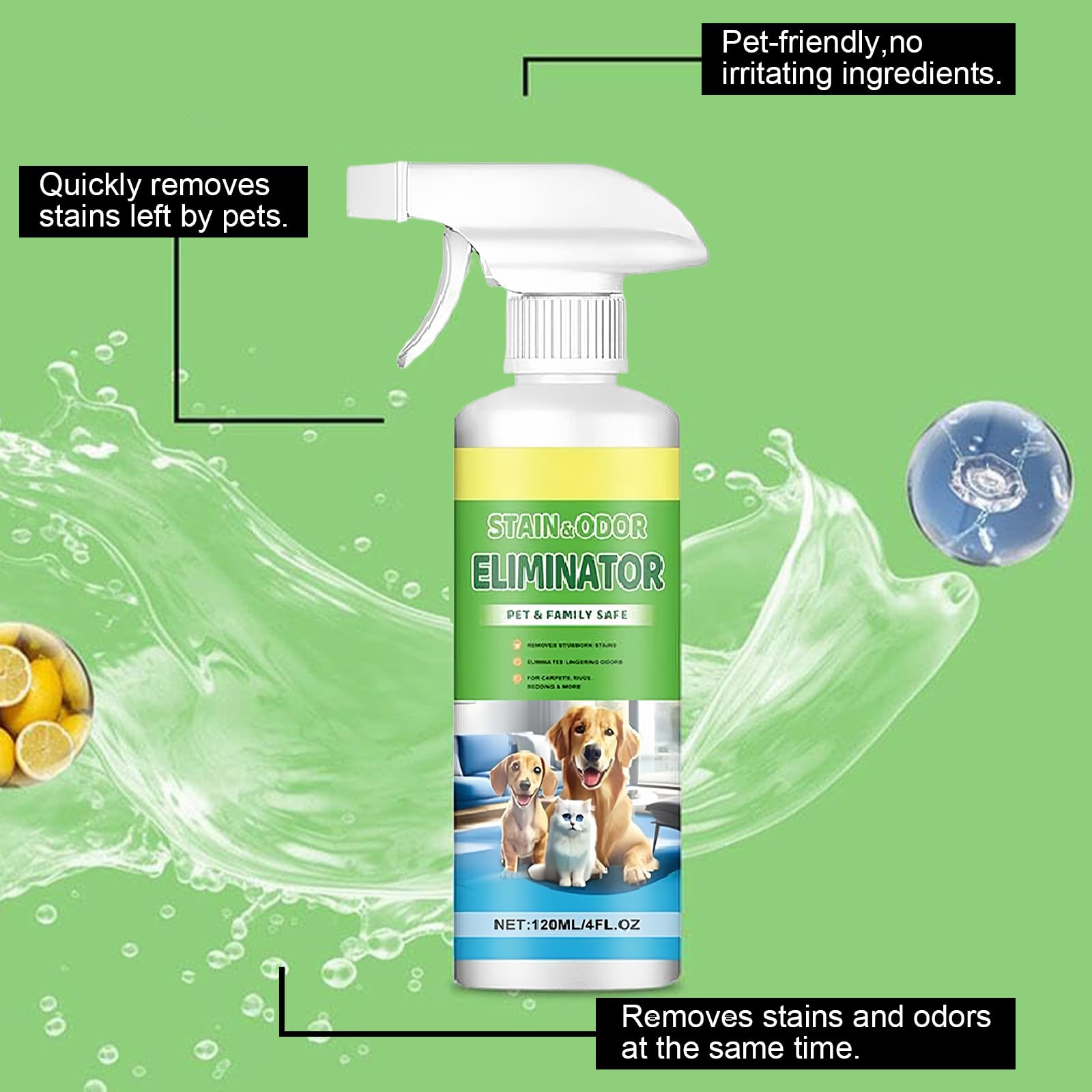 ويندالي بخاخ مزيل لرائحة الحيوانات الاليفة - تركيبة انزيمية ممتازة لازالة البقع والروائح الدائمة لبول الكلاب والقطط من السجاد والاثاث والارضيات، لطيف وآمن للحيوانات الاليفة