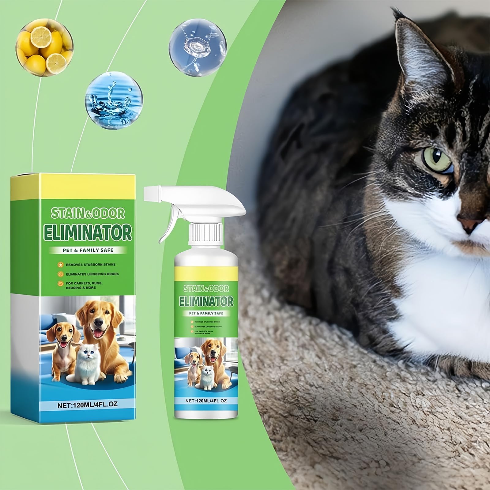 ويندالي بخاخ مزيل لرائحة الحيوانات الاليفة - تركيبة انزيمية ممتازة لازالة البقع والروائح الدائمة لبول الكلاب والقطط من السجاد والاثاث والارضيات، لطيف وآمن للحيوانات الاليفة