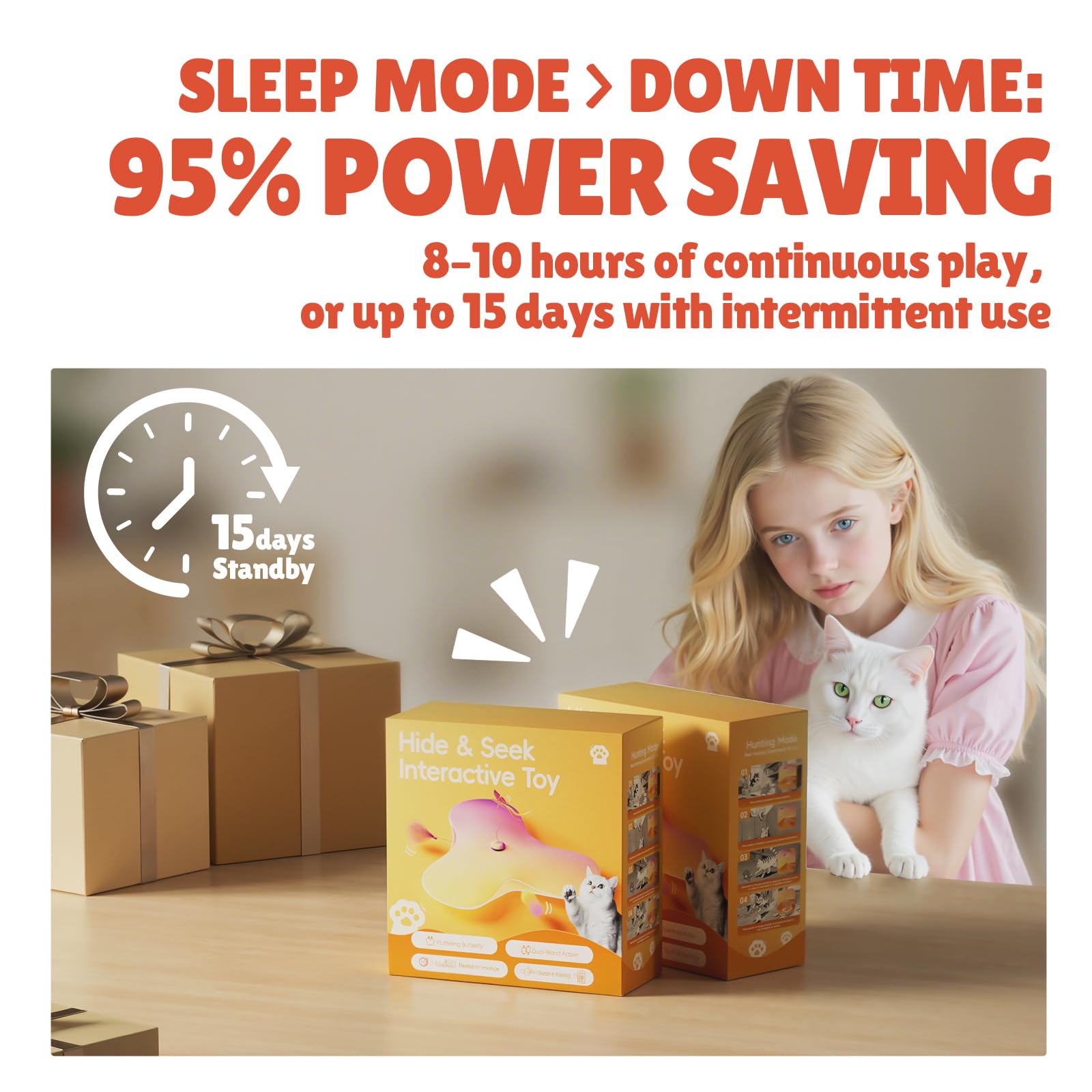 HSYDIY Indoor Cat Interactive Toys Simulated Hunting Rechargeable Interactive Cat Toys with Feather Accessories 360° Self-Rotating Rolling Ball Suitable for Energetic and Bored Cats