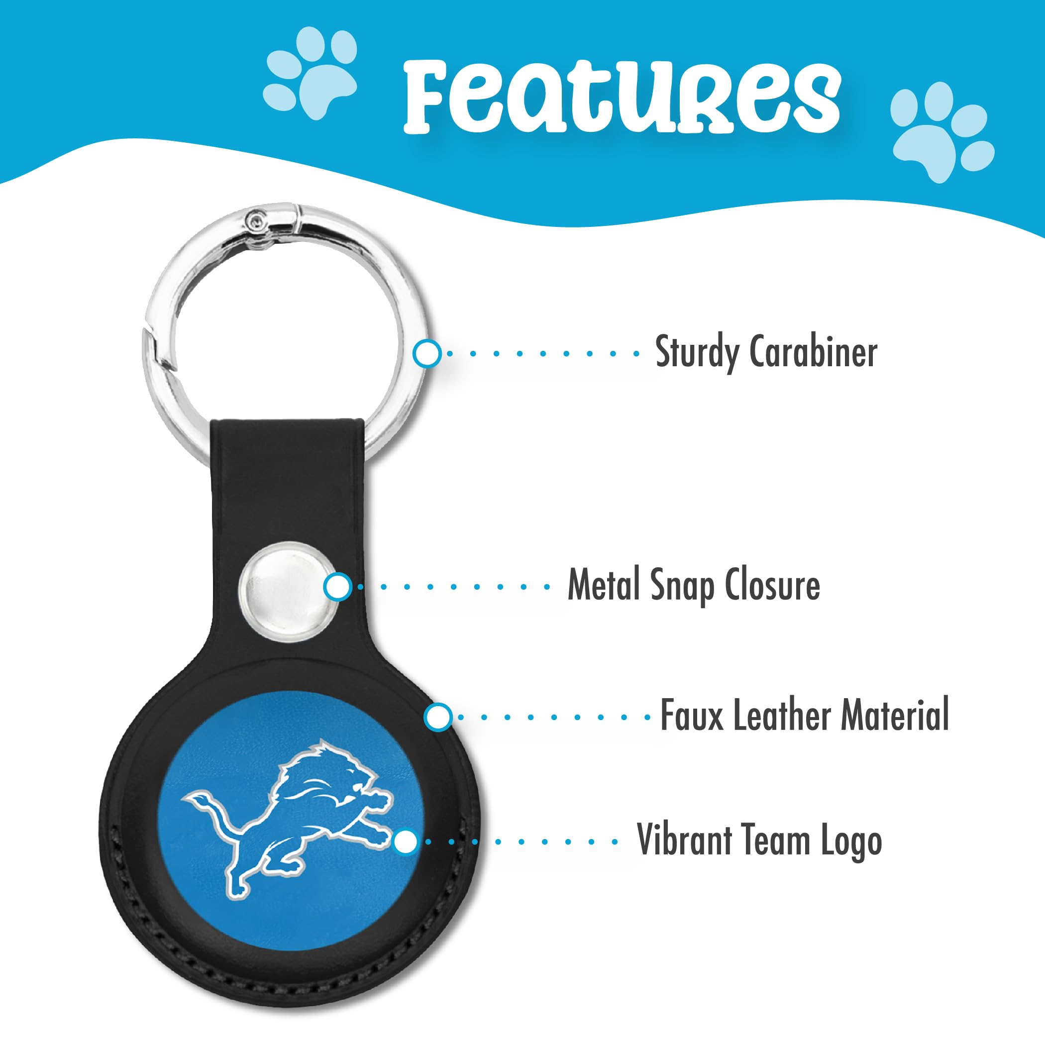 NFL Detroit Lions Keychain Apple AIR TAG Holder for Dogs & Cats, Case for Apple Airtag Tracker, GPS Dog Tracking Device Pendant Holder