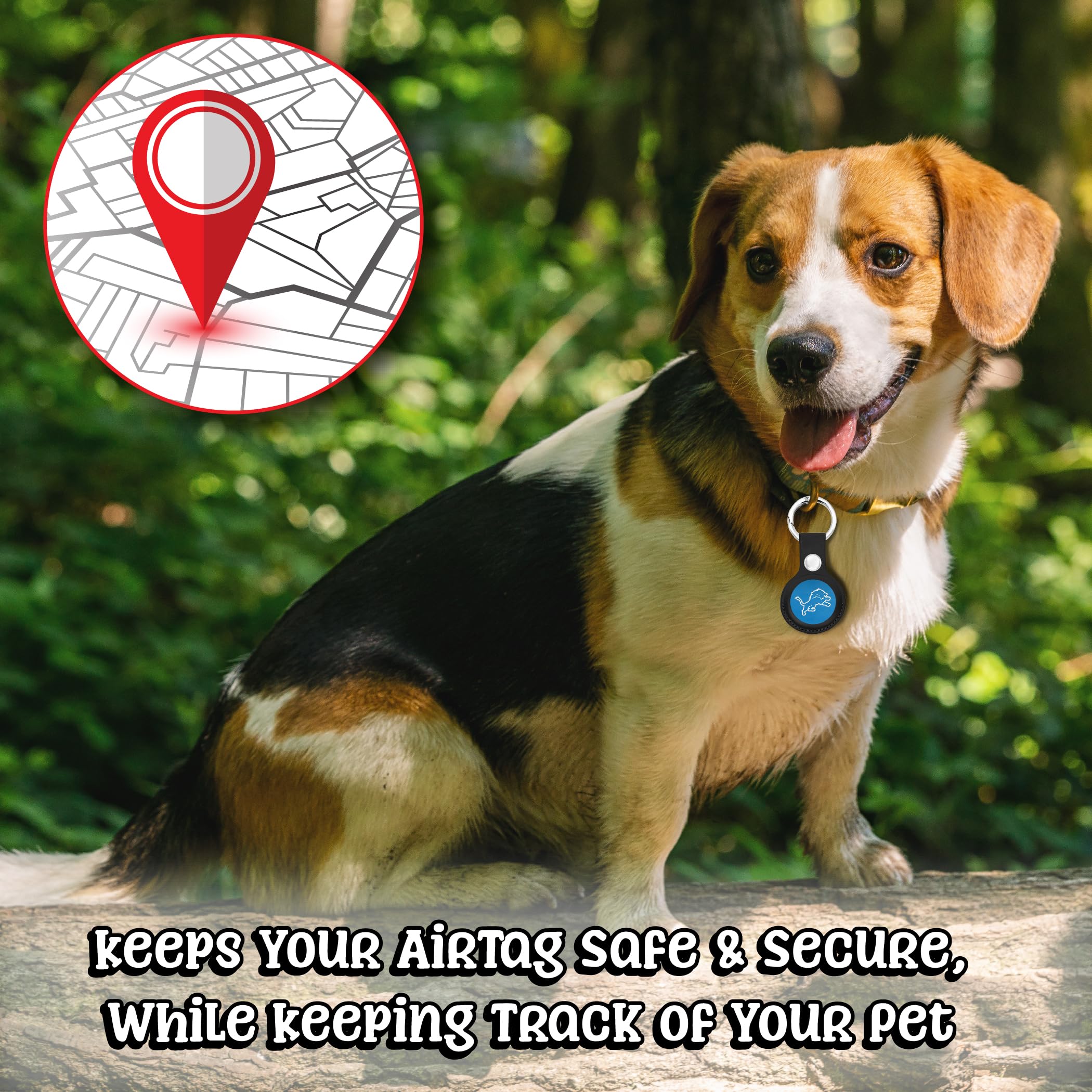 NFL Detroit Lions Keychain Apple AIR TAG Holder for Dogs & Cats, Case for Apple Airtag Tracker, GPS Dog Tracking Device Pendant Holder