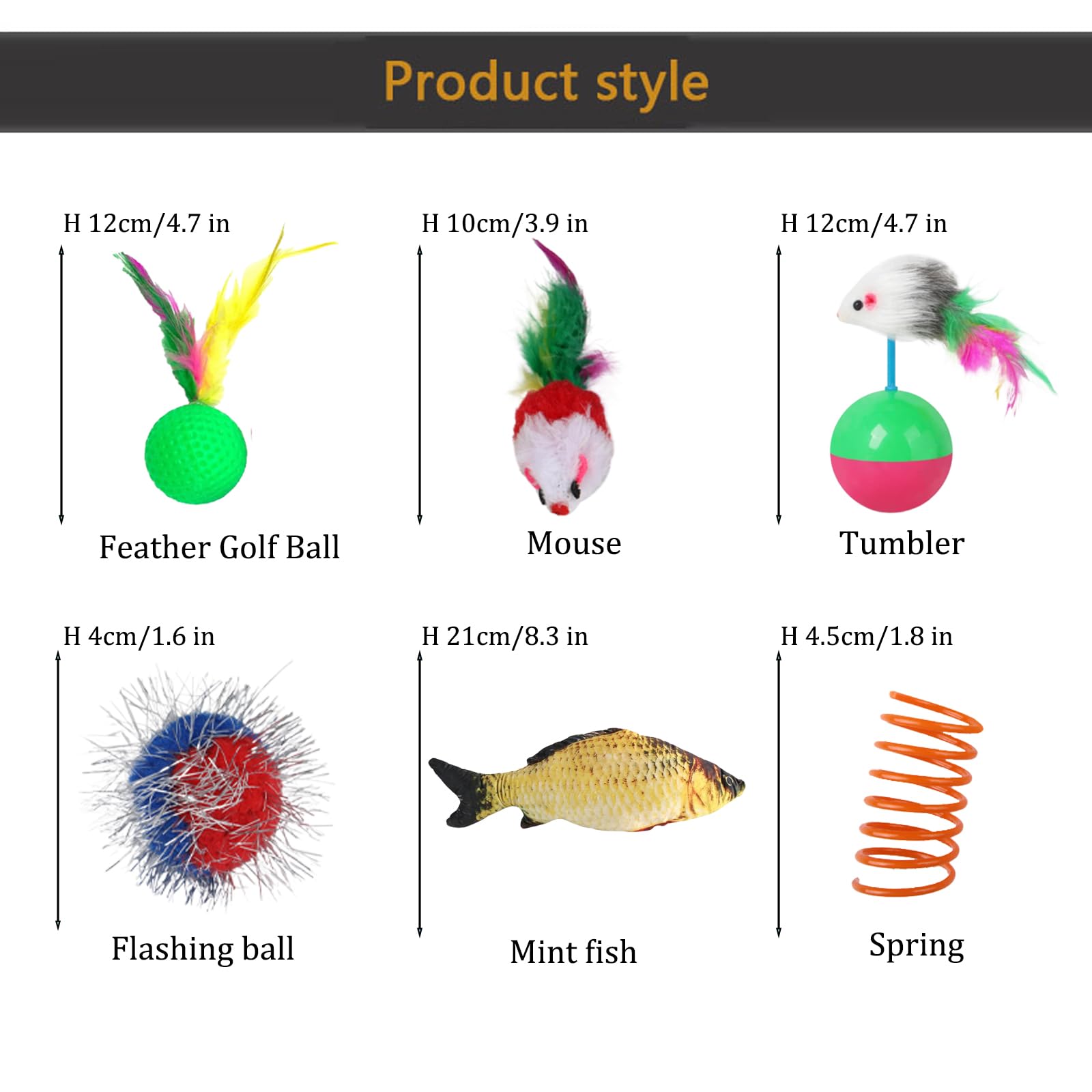 40 قطعة من العاب القطط الصغيرة، انفاق قطط قابل للطي ثلاثي الاتجاهات للقطط الداخلية، ماوس تفاعلي، عصا القطط، كرات الغولف الريش، سمكة النعناع البري، الفأر، كرة جرس قطيفة، كرات ملونة