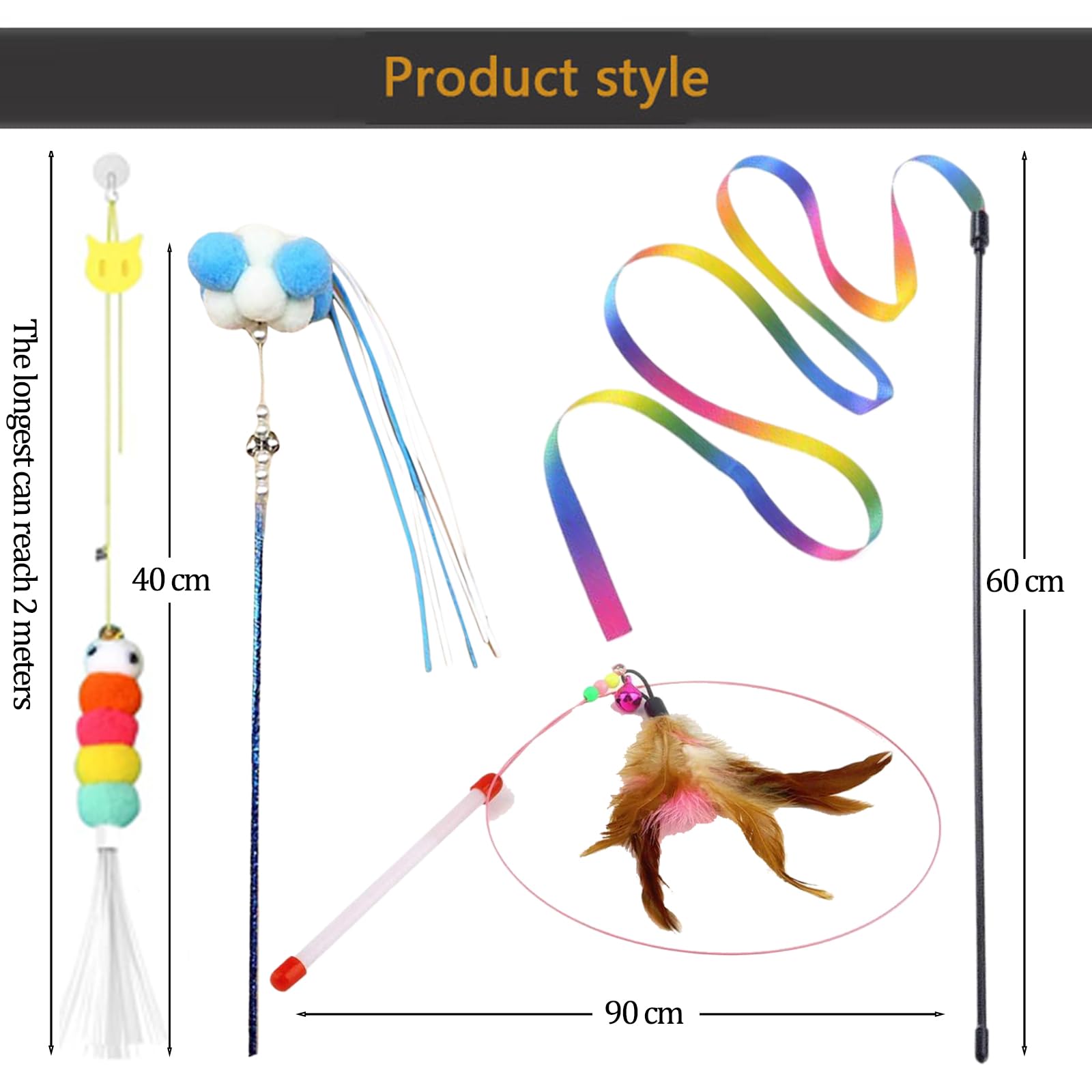 40 قطعة من العاب القطط الصغيرة، انفاق قطط قابل للطي ثلاثي الاتجاهات للقطط الداخلية، ماوس تفاعلي، عصا القطط، كرات الغولف الريش، سمكة النعناع البري، الفأر، كرة جرس قطيفة، كرات ملونة