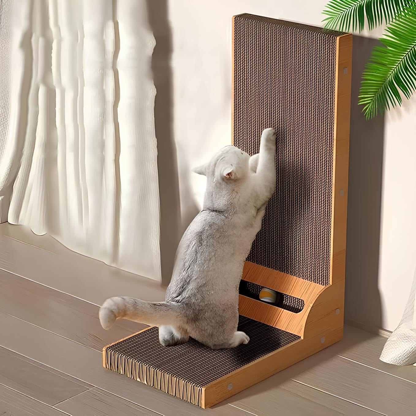 أداة خدش للقطط على شكل حرف L للقطط الداخلية | أداة خدش للقطط من الورق المقوى، مع وسادة خدش للقطط تثبت على الحائط لتحمي الأثاث، والملحقات عن القطط في الأماكن المغلقة