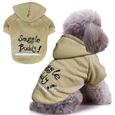 أزياء التركيز على سترات بغطاء للرأس للكلاب الشتوية الجديدة مع جيوب ملابس قطنية دافئة للكلاب للكلاب الصغيرة معطف تشيهواهوا ملابس جرو قطة (قهوة ، صغيرة)