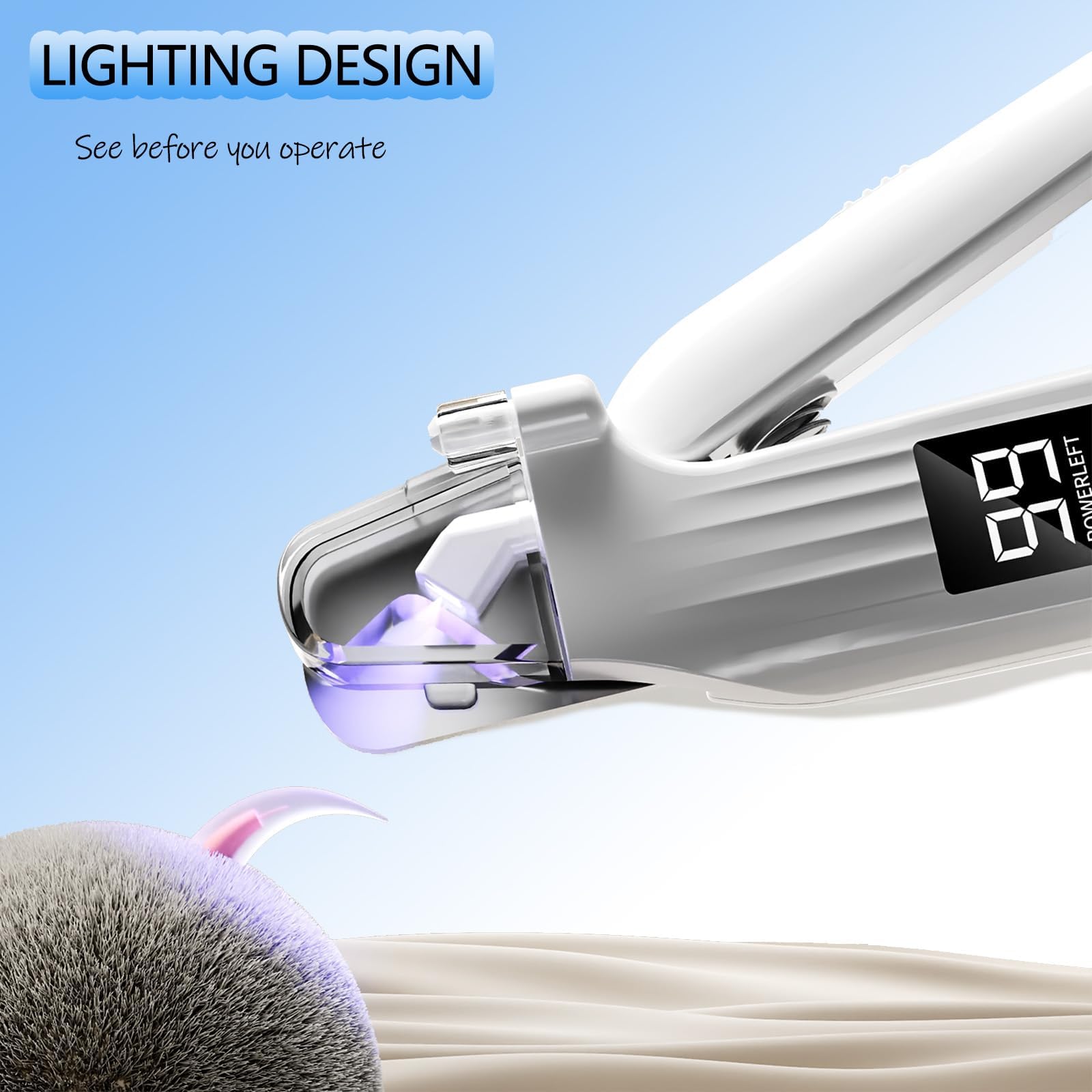 اداة تشذيب اظافر القطط والكلاب من كوفوز، مطحنة اظافر كهربائية للكلاب مع 2 مصباح LED، شنطة تخزين مقاومة للرذاذ، قصافة اظافر الحيوانات الاليفة هادئة للعناية بالكلاب والقطط