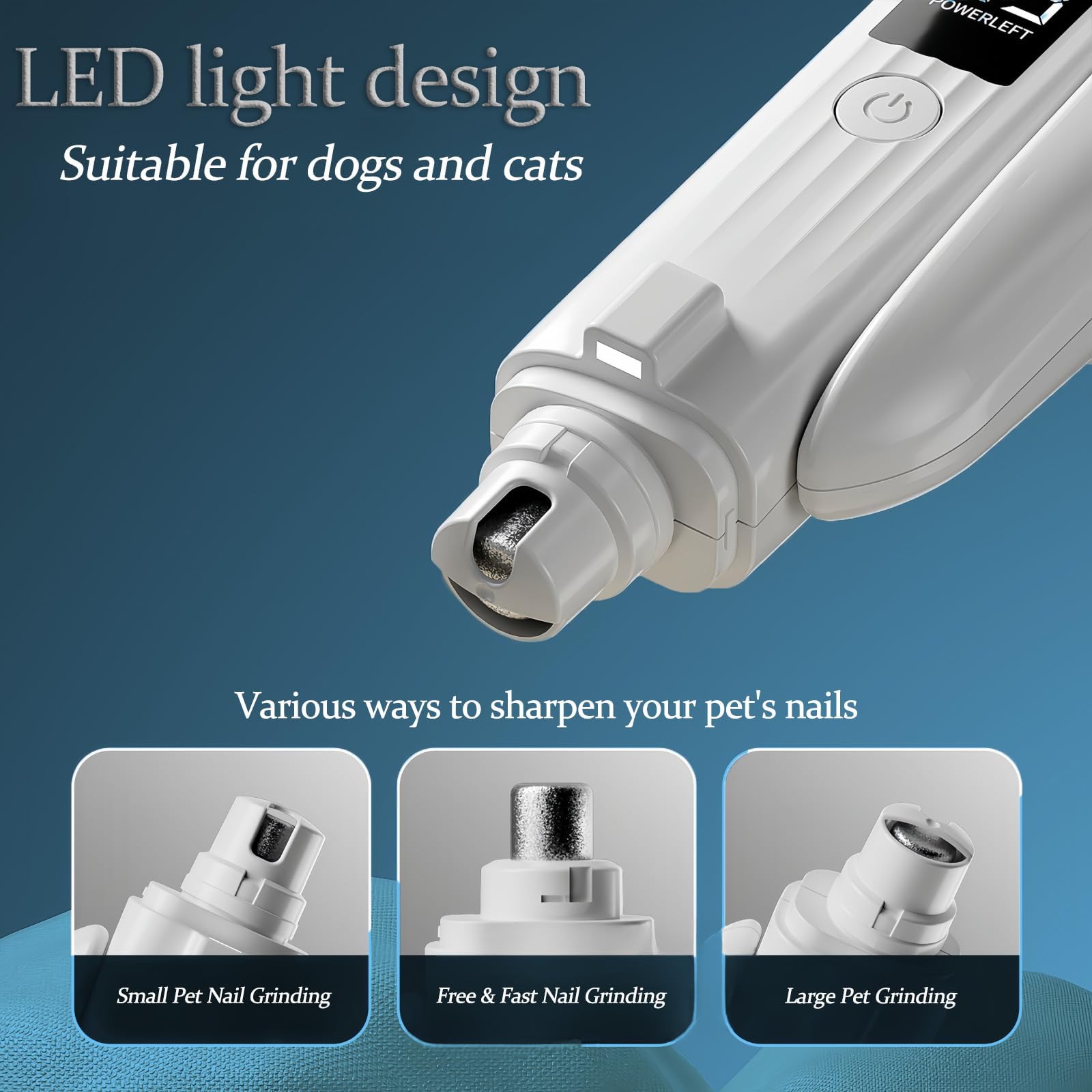 اداة تشذيب اظافر القطط والكلاب من كوفوز، مطحنة اظافر كهربائية للكلاب مع 2 مصباح LED، شنطة تخزين مقاومة للرذاذ، قصافة اظافر الحيوانات الاليفة هادئة للعناية بالكلاب والقطط