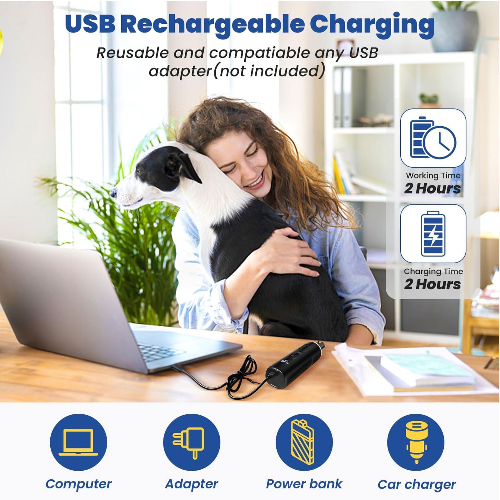 اداة تشذيب اظافر كهربائية للحيوانات الاليفة مع مقص ومبرد للكلاب والقطط قوية فائقة الهدوء بدون الم مصباحين LED قصافة الحيوانات قابلة لاعادة الشحن من اكسيفور