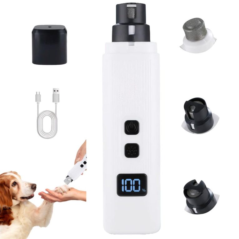 اداة تشذيب اظافر كهربائية مطورة للكلاب والقطط والحيوانات الاليفة من جوي فون، مزودة بسرعتين واضاءة LED لاسلكية هادئة وقابلة لاعادة الشحن وتنعيم مخالب الكلاب الصغيرة والمتوسطة والكبيرة