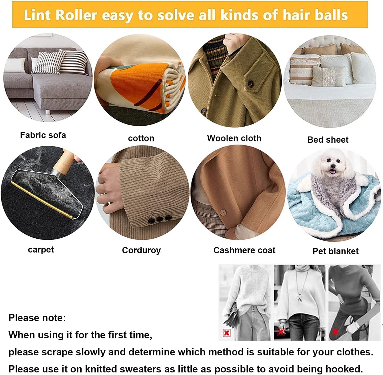 ادوات ازالة الوبر من قطعتين، مزيل شعر القطط والكلاب المحمول، مزيل وبر القماش القابل لاعادة الاستخدام، مناسب للسجاد، الاسرة، الكنبات القماشية، الملابس، والاثاث، اداة ازالة الشعر الاحترافية