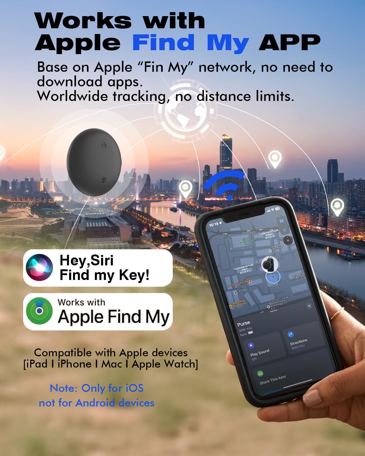 اكس كوبس جهاز تتبع ذكي بتقنية البلوتوث متوافق مع فايند ماي (اي او اس فقط) لتحديد موقع العناصر للحيوانات الاليفة/المفاتيح/الشنط/حقائب الامتعة، بطارية قابلة للاستبدال مقاومة للماء من قطعتين - اسود